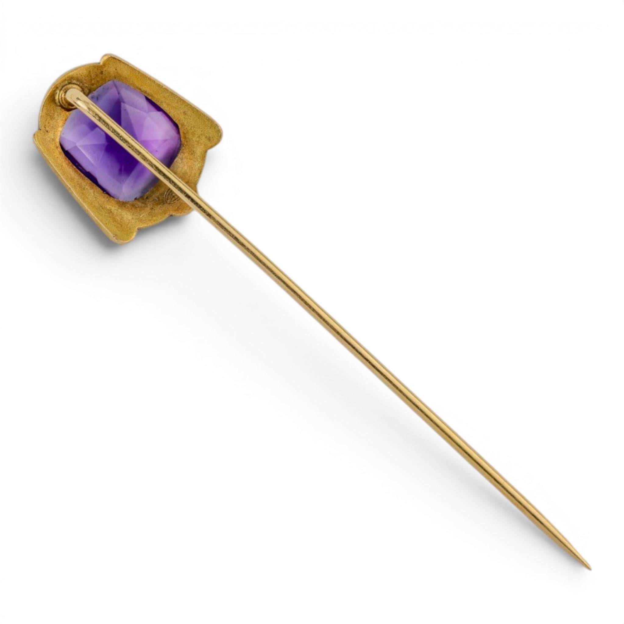 14K Egyptian Revival Amethyst Stick Pin