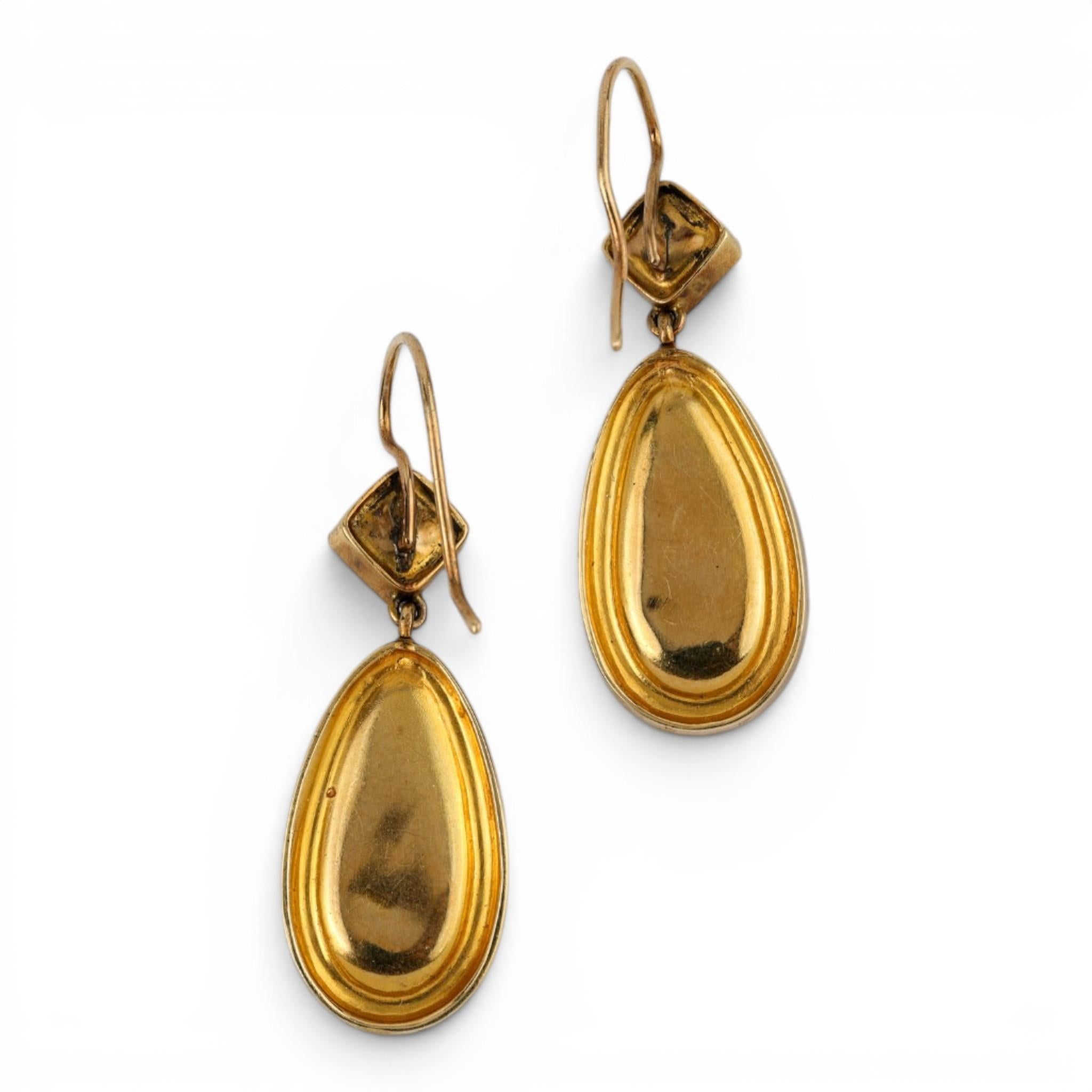 Georgian Moss Agate & Garnet Drop Earrings