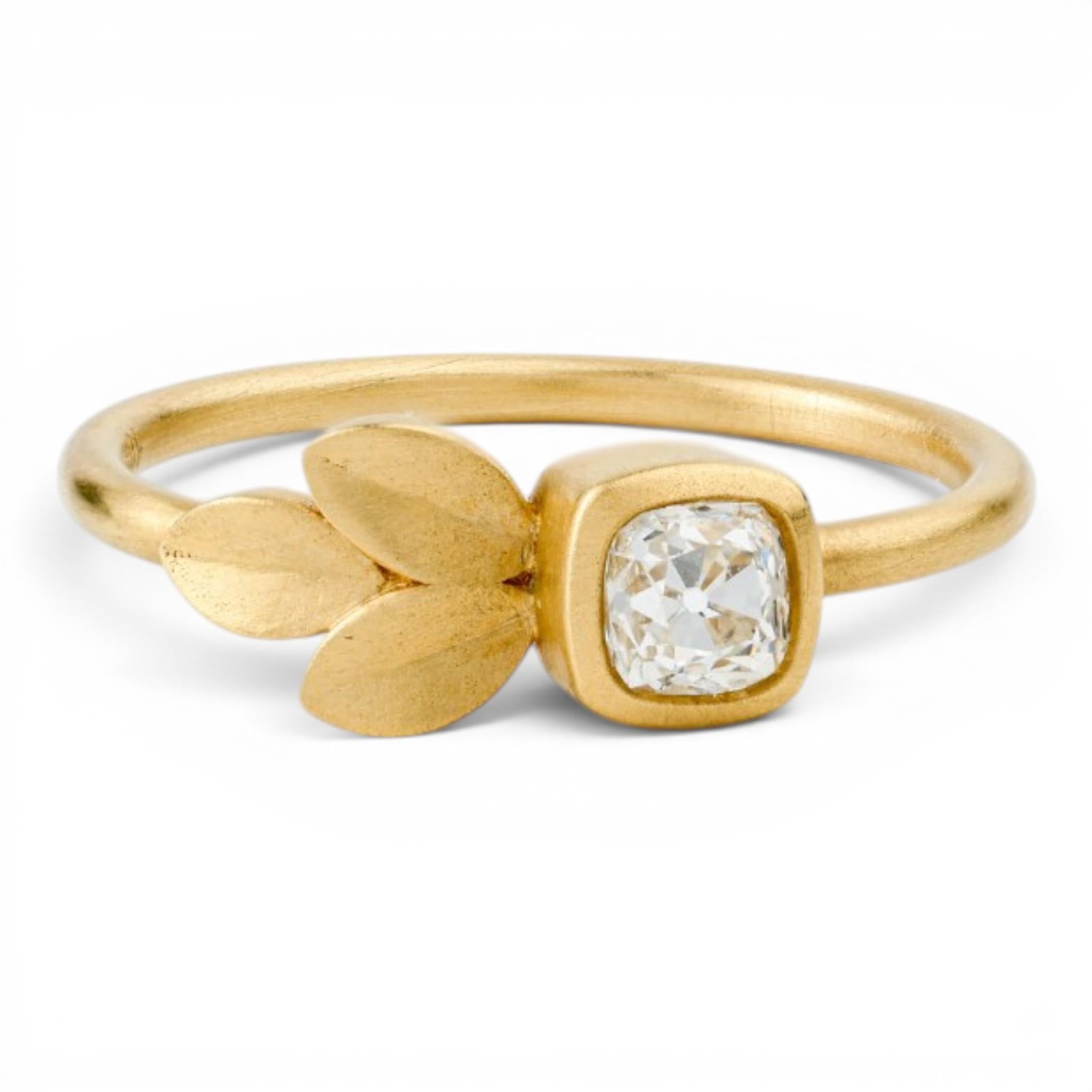 18K Old Mine Cut Diamond Ring