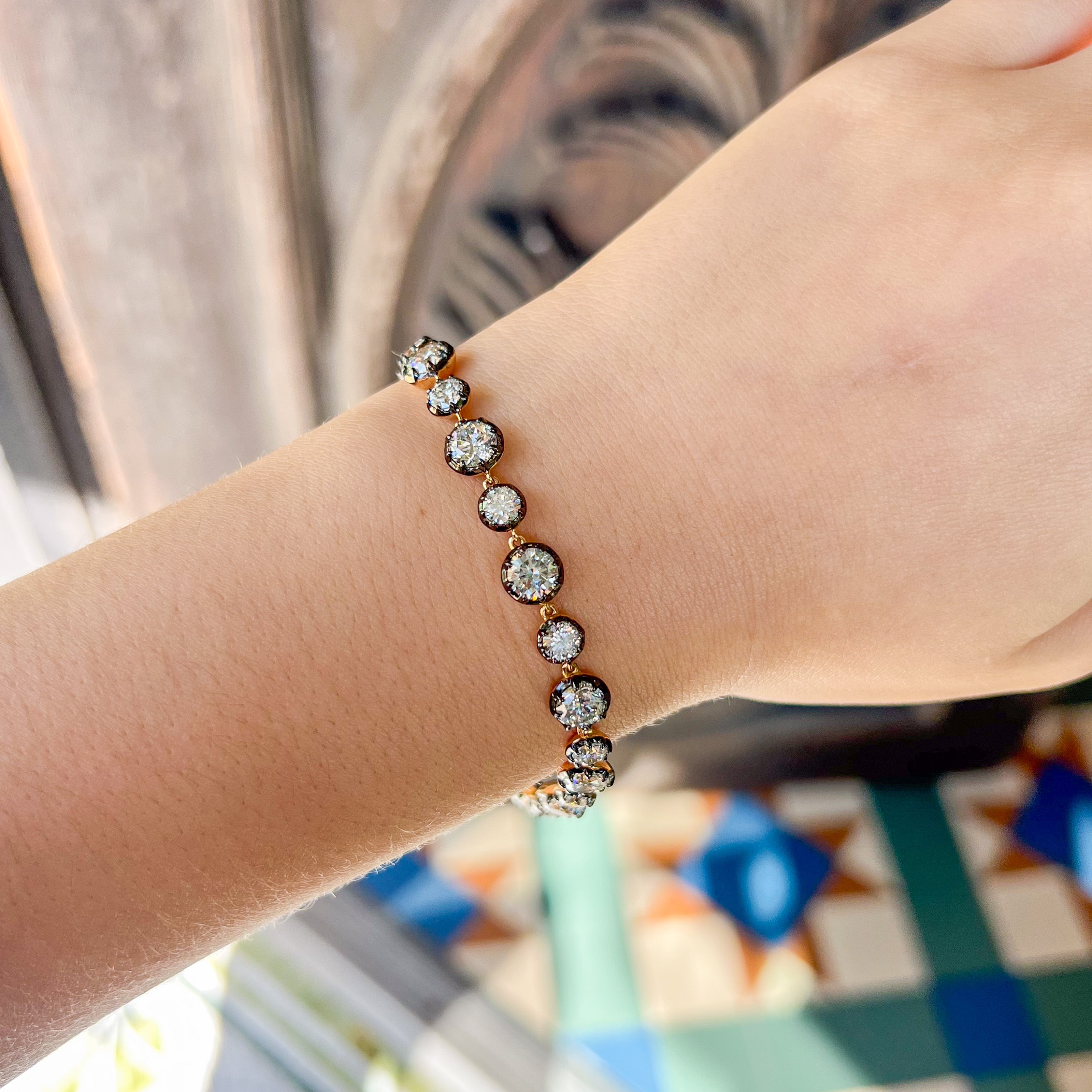 Georgian-Inspired Button Back Collet Lab Grown Diamond Bracelet