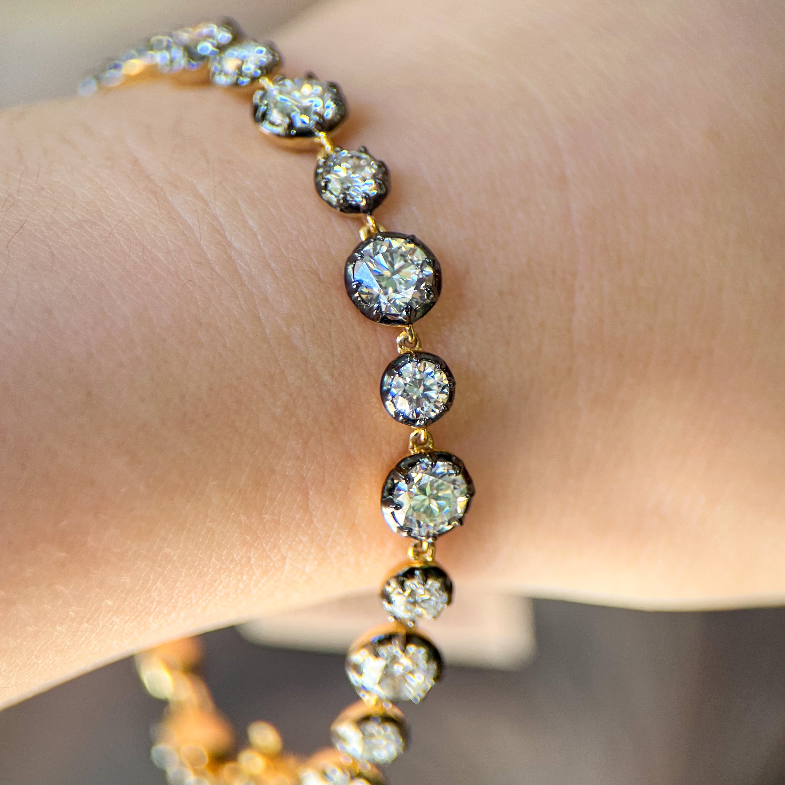 Georgian-Inspired Button Back Collet Lab Grown Diamond Bracelet