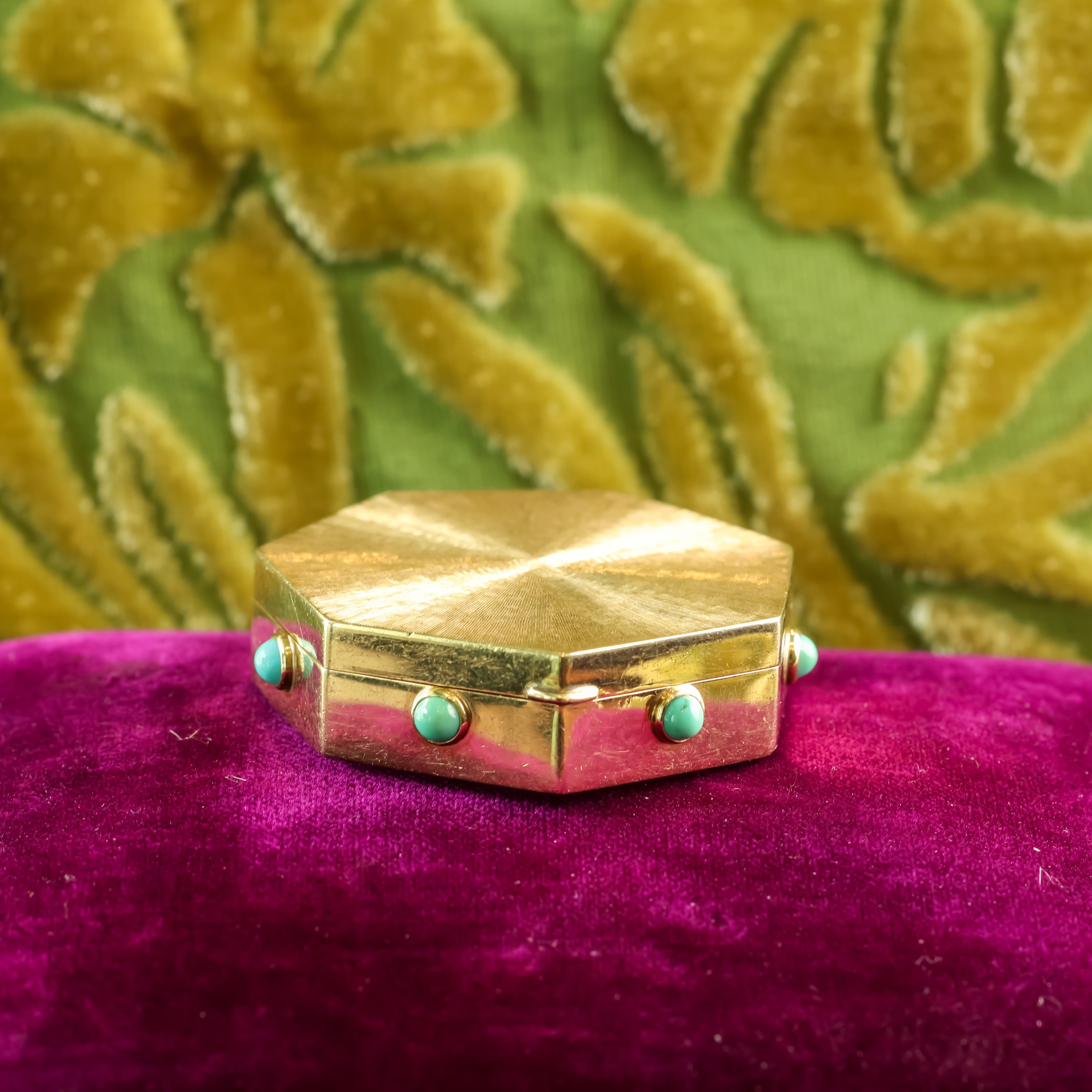 Mid-Century Cartier Turquoise Heptagon Pill Box