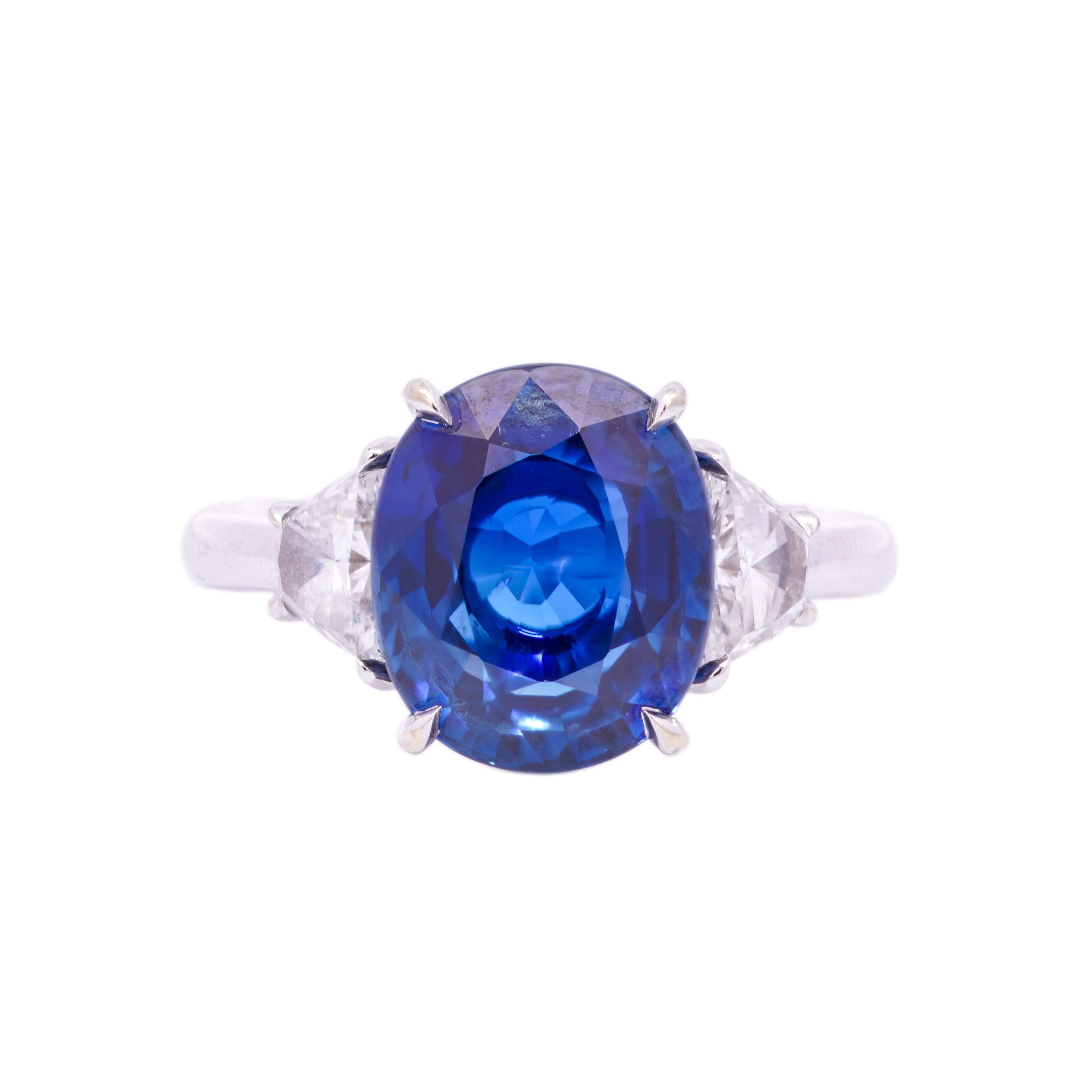 Contemporary Oval Untreated Sapphire & Diamond Ring