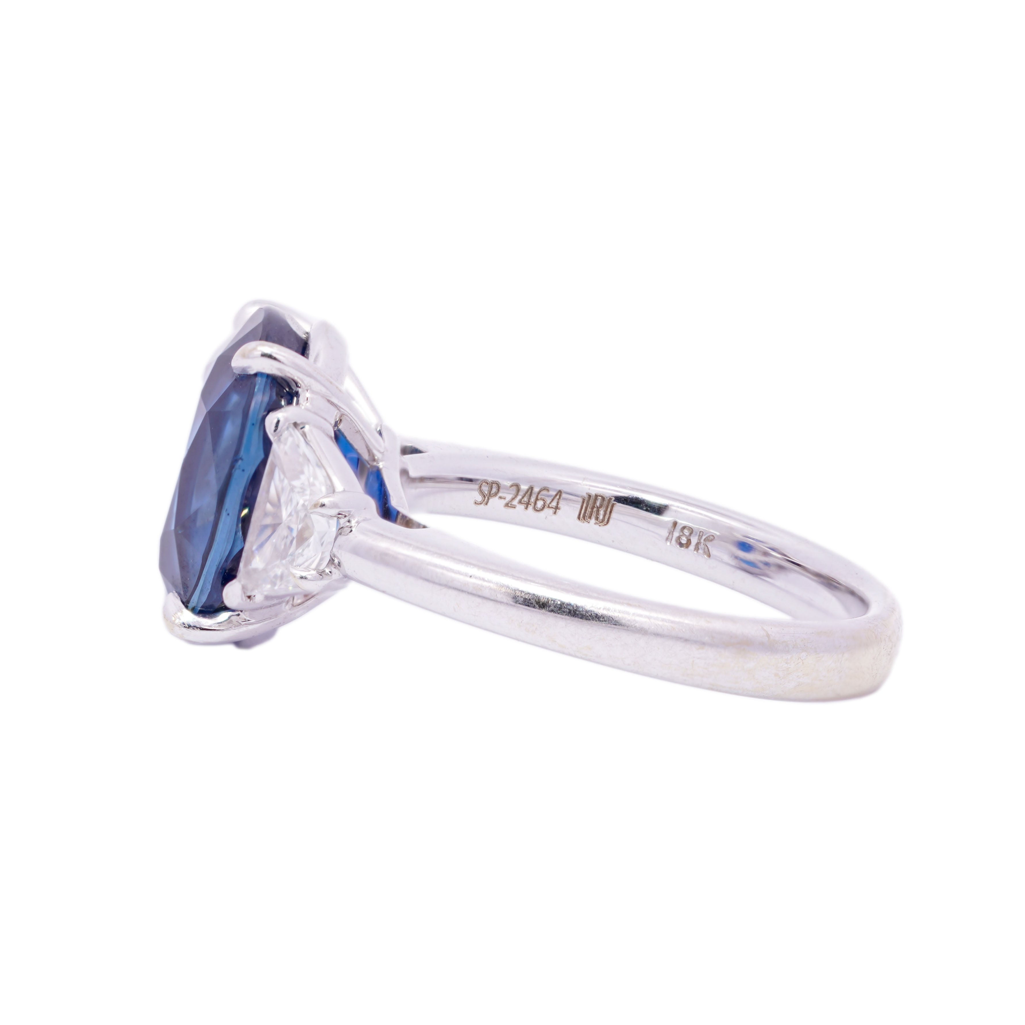 Contemporary Oval Untreated Sapphire & Diamond Ring