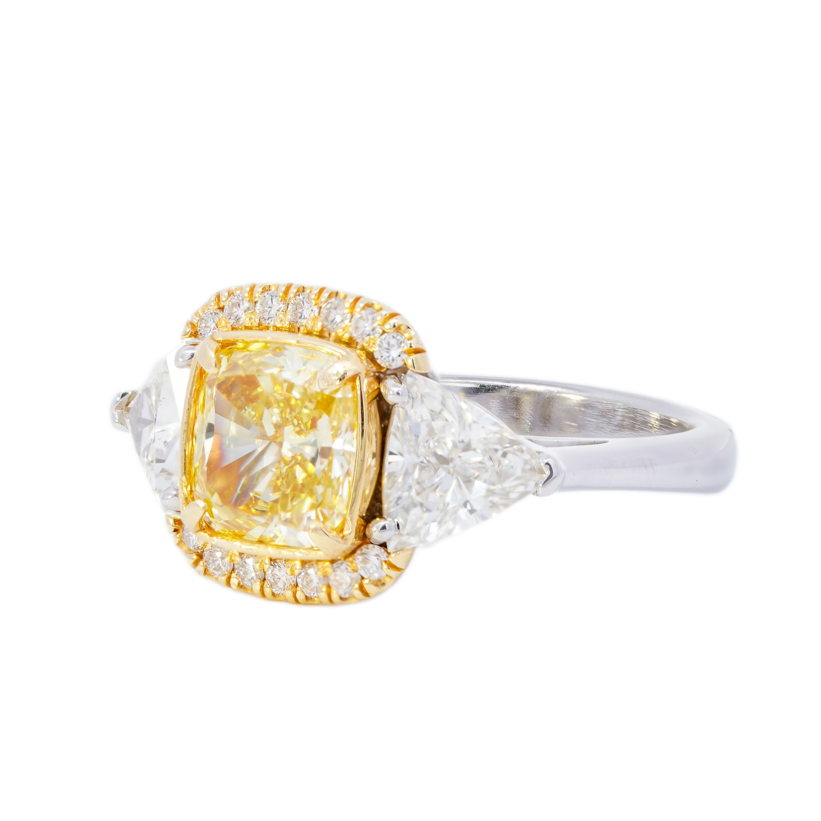 Contemporary 2 CT Natural Yellow Diamond Ring