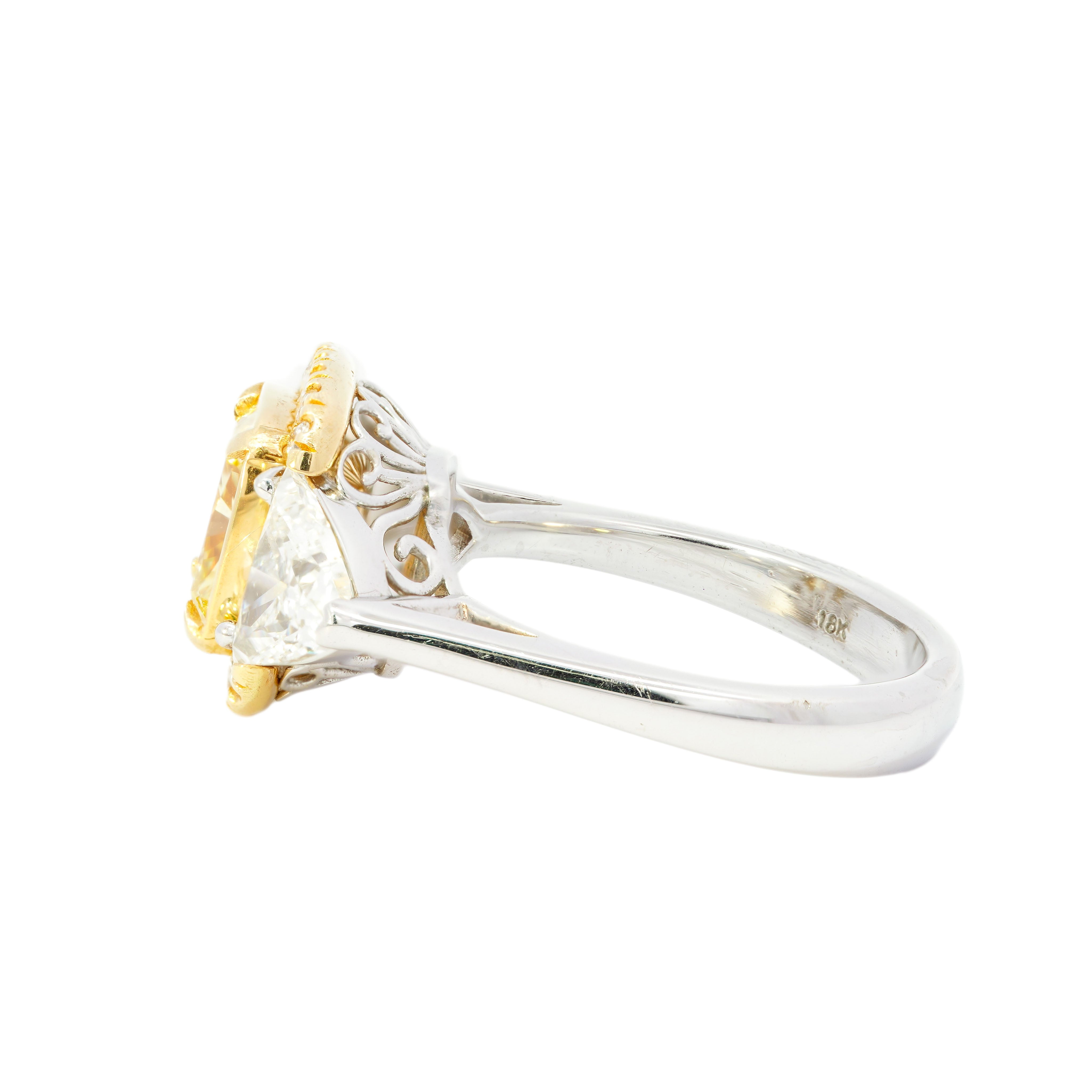 Contemporary 2 CT Natural Yellow Diamond Ring
