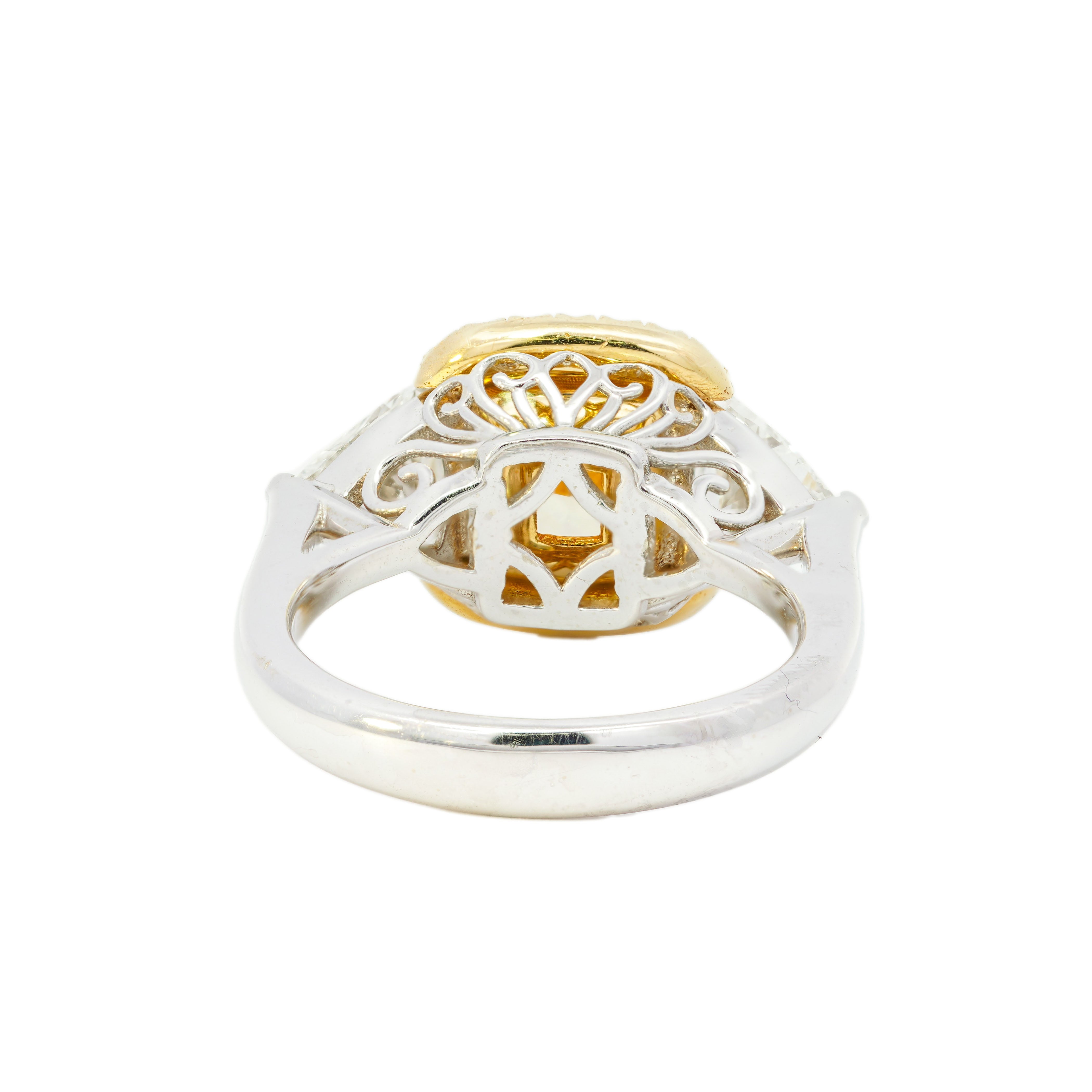 Contemporary 2 CT Natural Yellow Diamond Ring