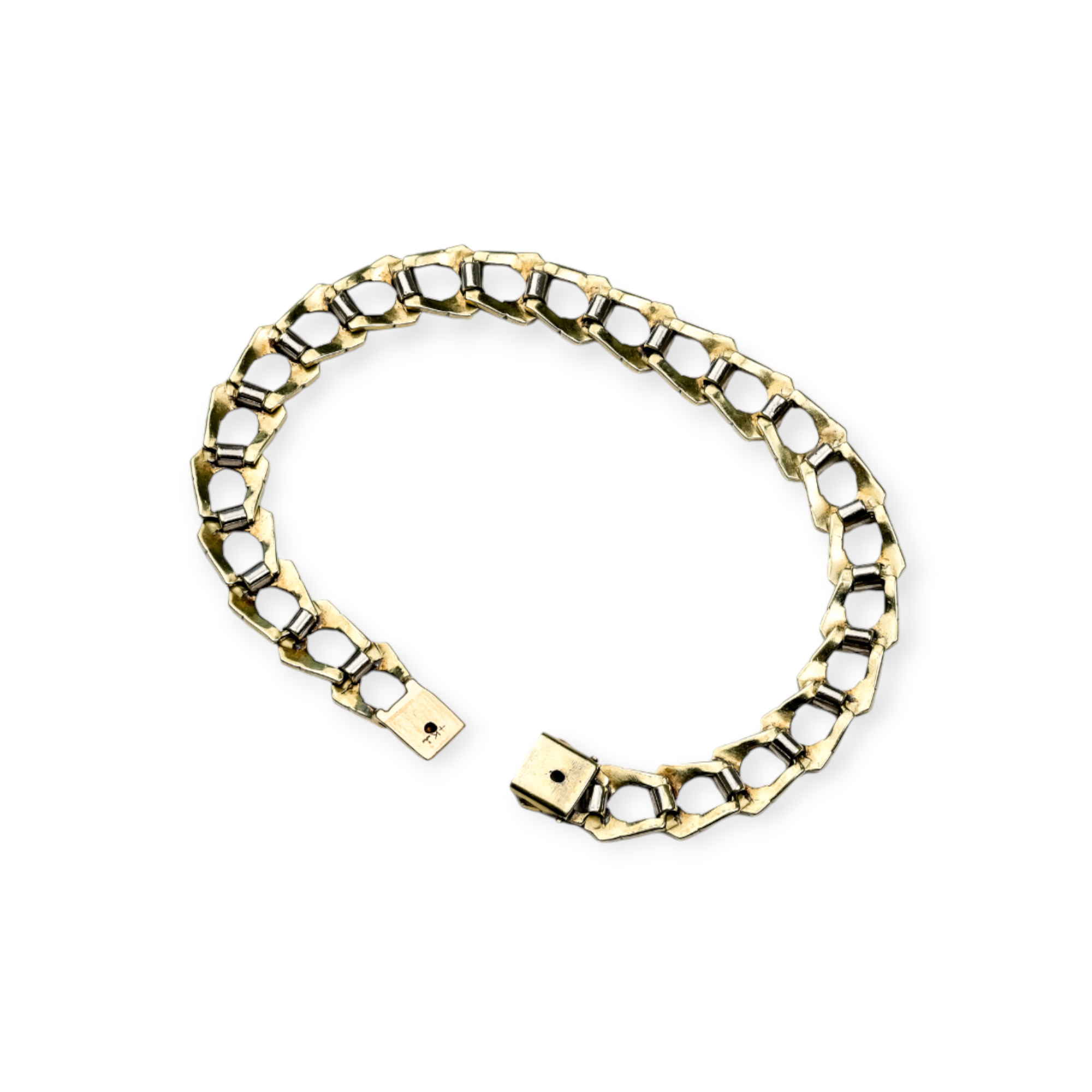Art Deco Krementz Engraved Platinum & 14K Engraved Bracelet