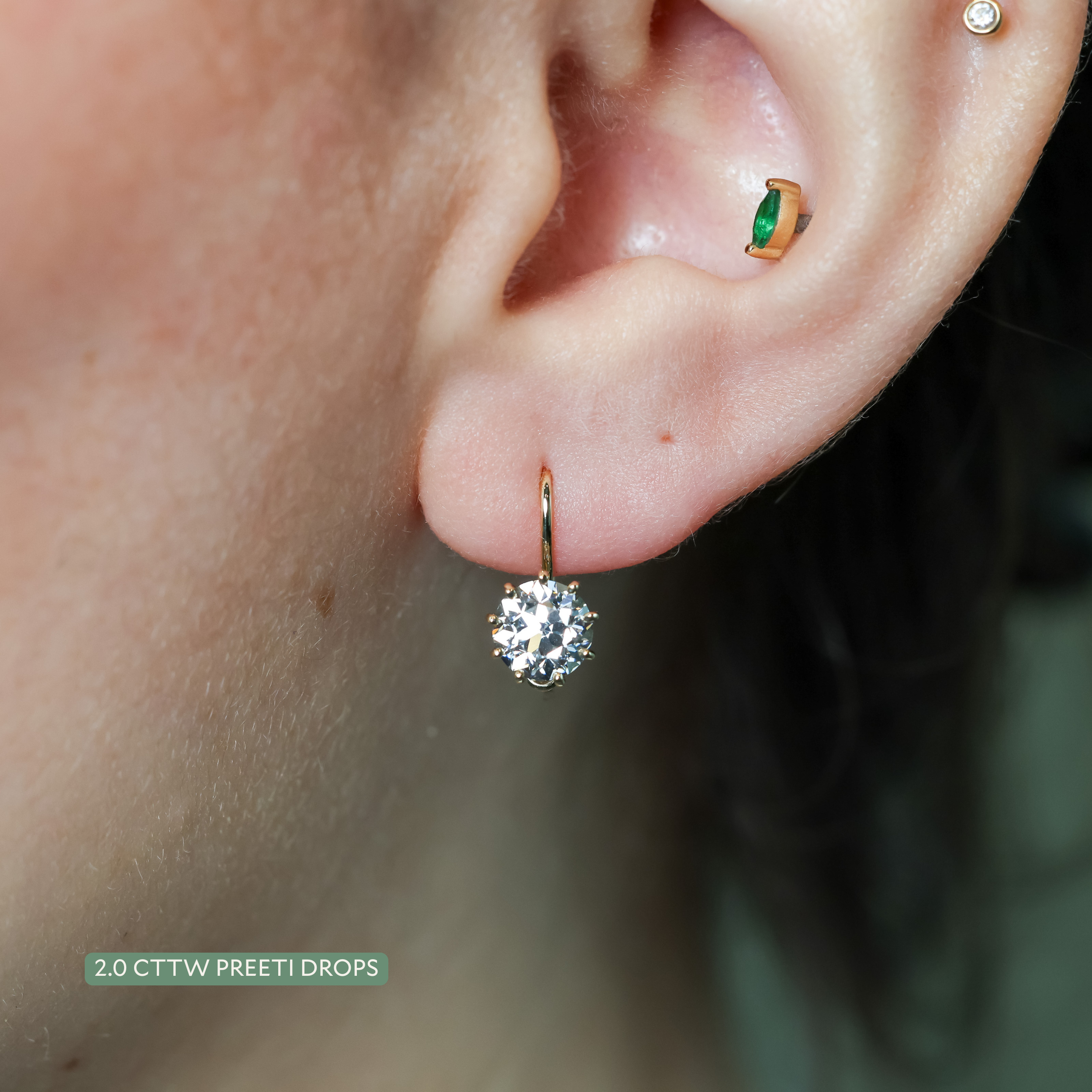 The Preeti Old Euro Lab Grown Diamond Dormeuse Earrings