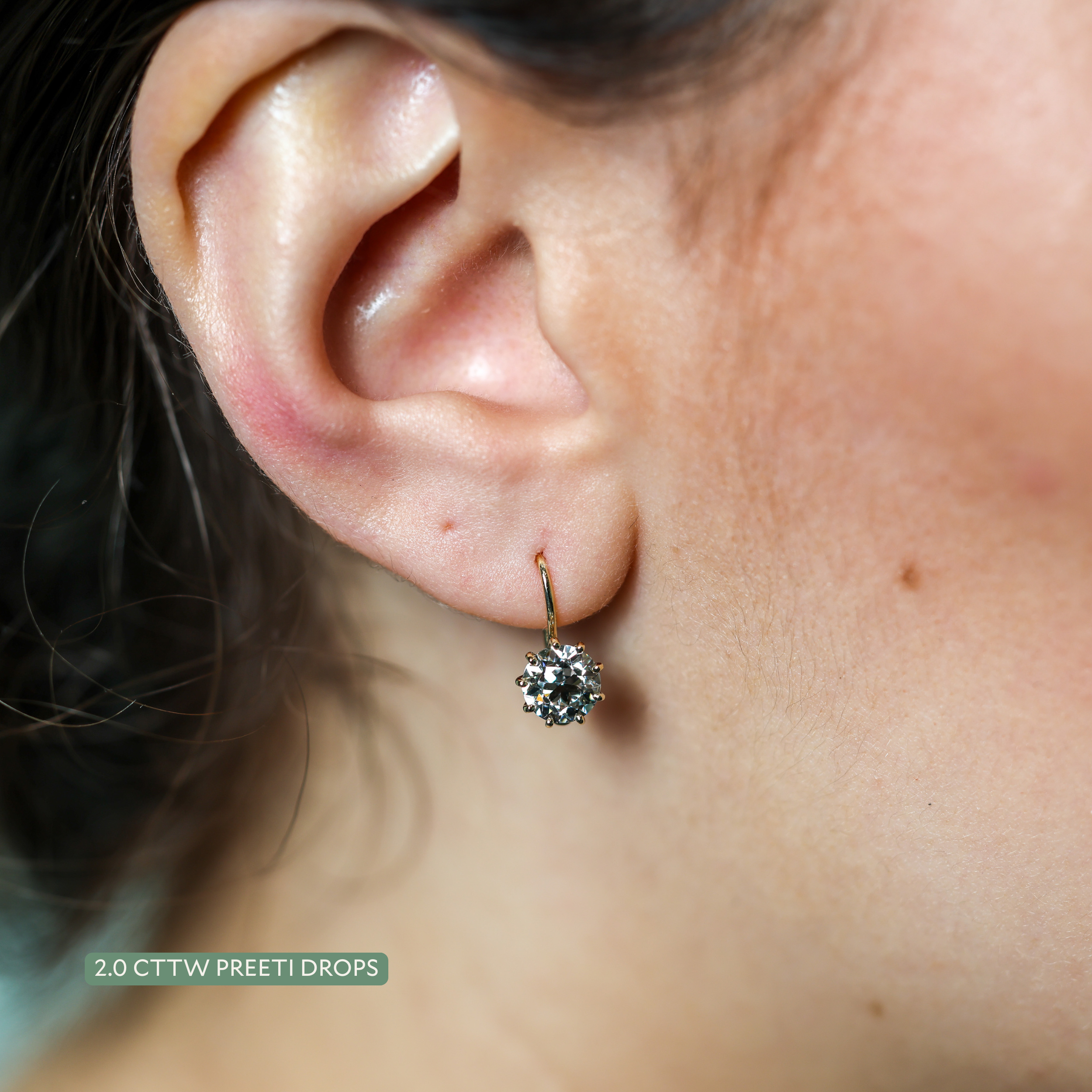 The Preeti Old Euro Lab Grown Diamond Dormeuse Earrings