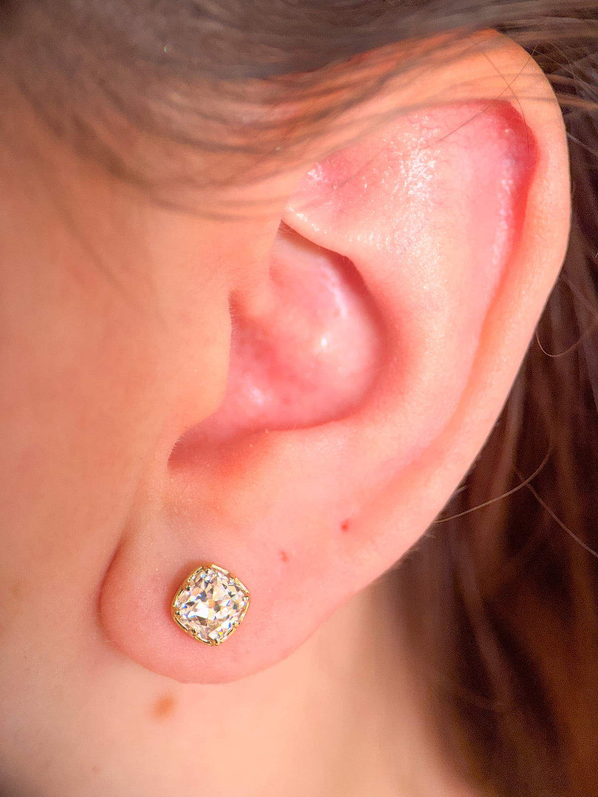 Old Mine Cut Lab Grown Diamond Collet Studs