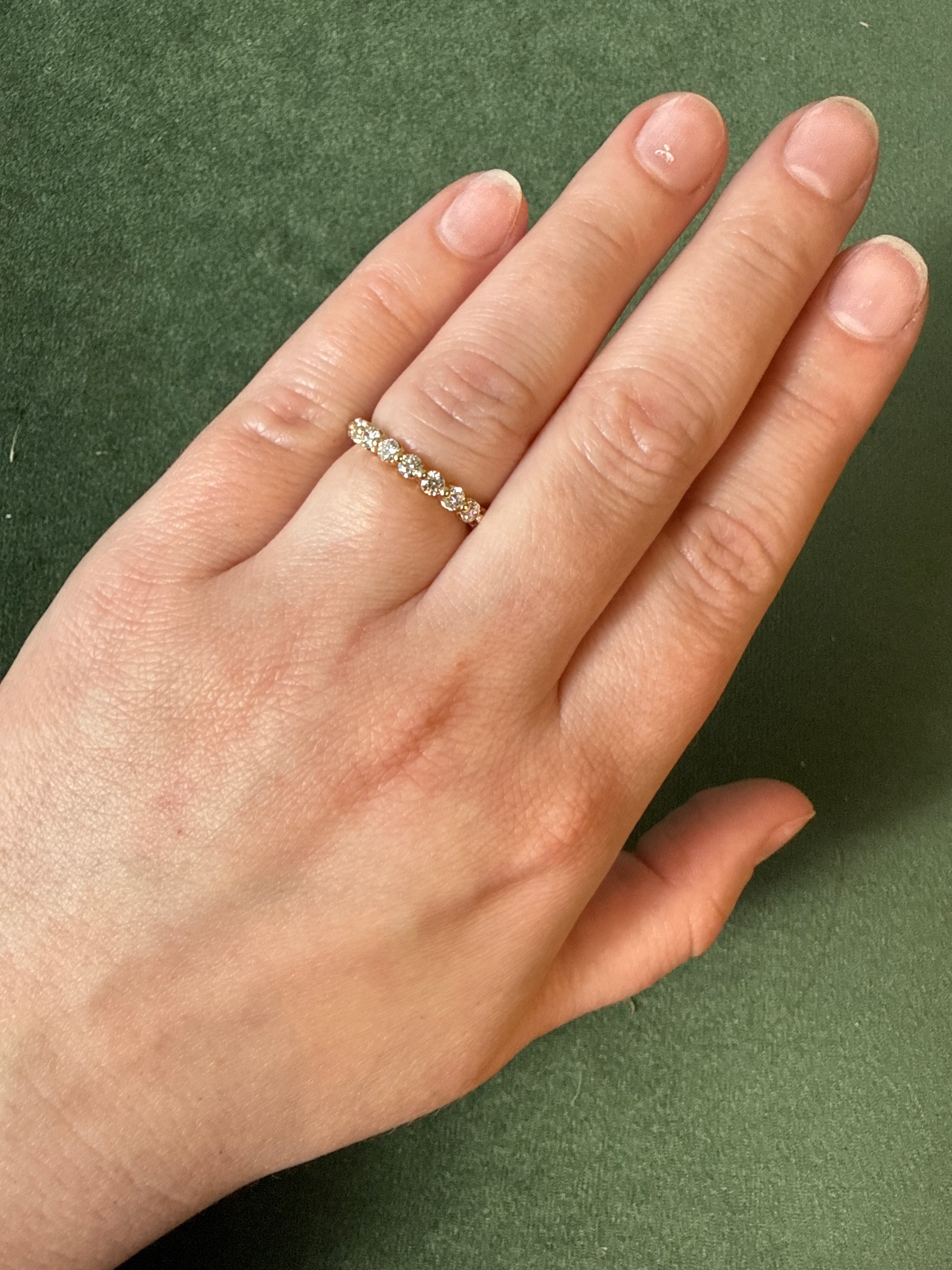 M & Co. Yellow Gold Shared Prong Lab Diamond Half Eternity Band