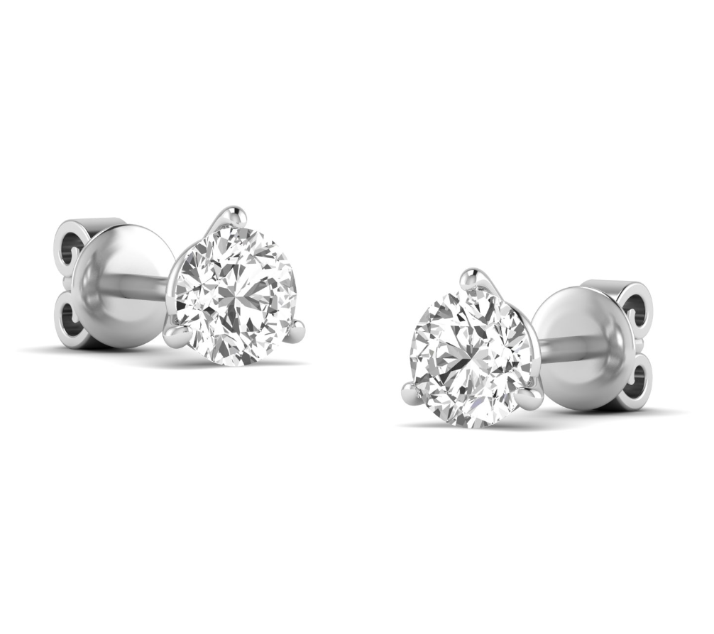 Lab Grown Diamond Prong Martini Diamond Earrings Tw Lab Grown Diamond Stud Earrings Set With 3-Prong Martini In 14K  Gold (E-F, SI) AST-RB-3P-030