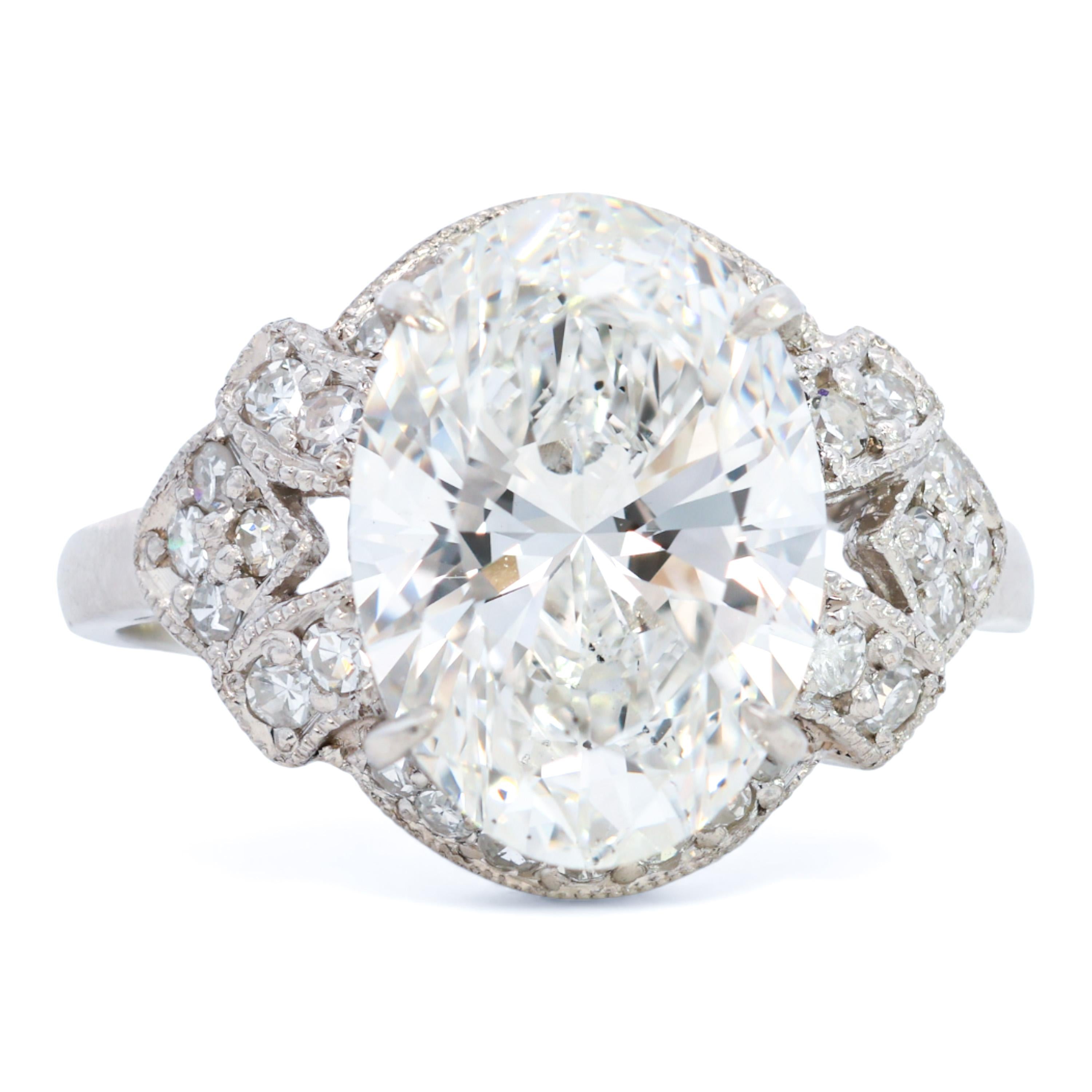 Art Deco 4.18ct Lab Diamond Platinum Engagement Ring