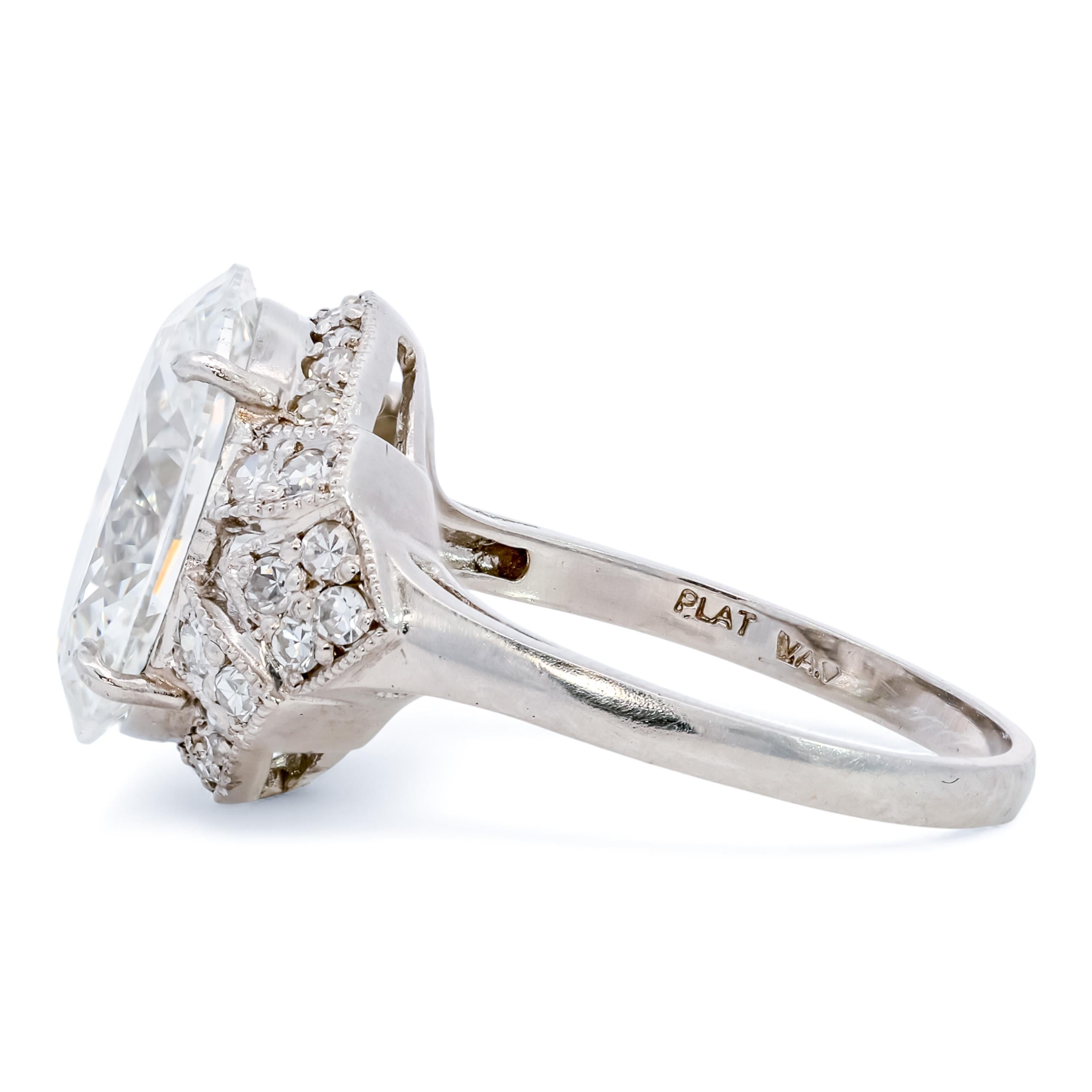 Art Deco 4.18ct Lab Diamond Platinum Engagement Ring
