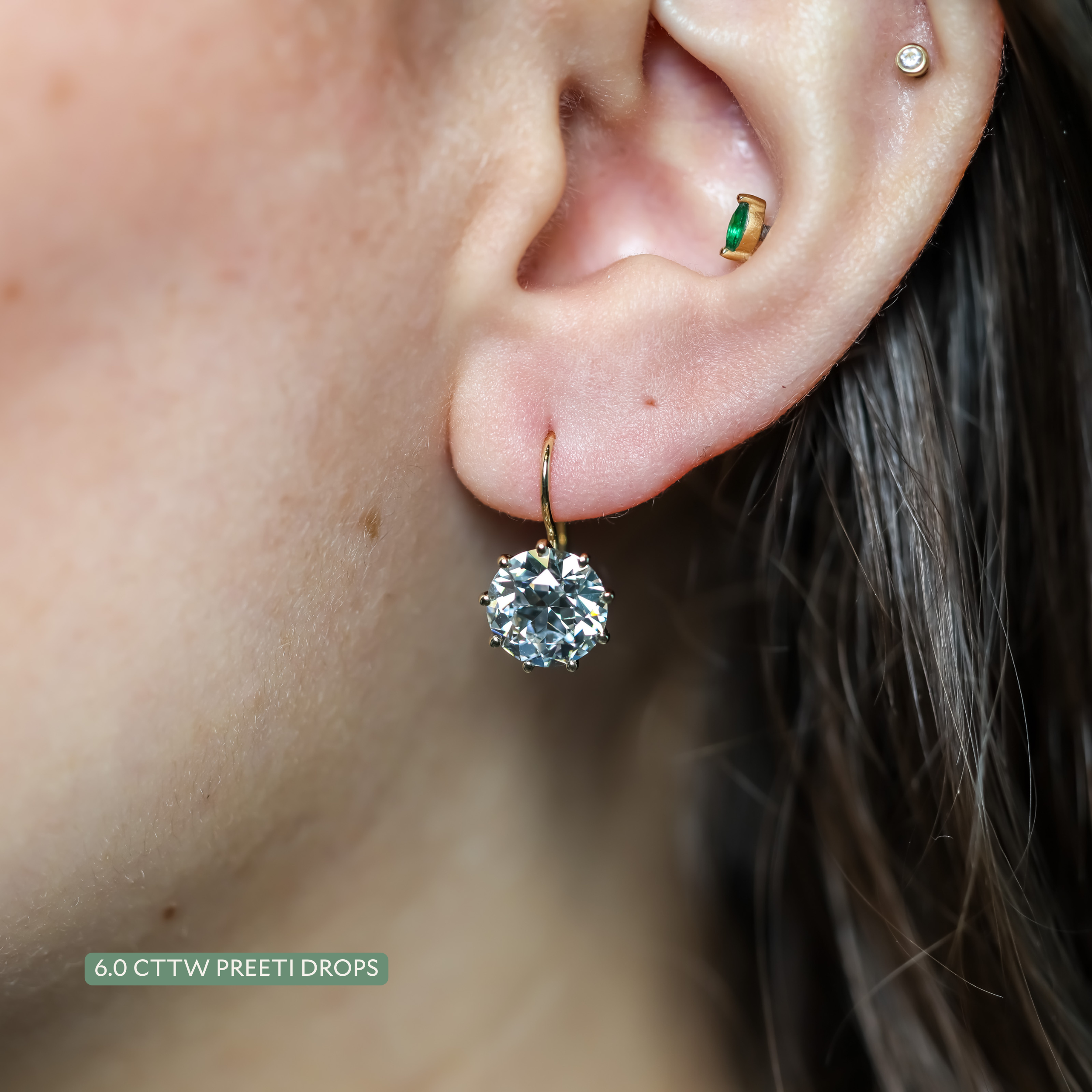 The Preeti Old Euro Lab Grown Diamond Dormeuse Earrings