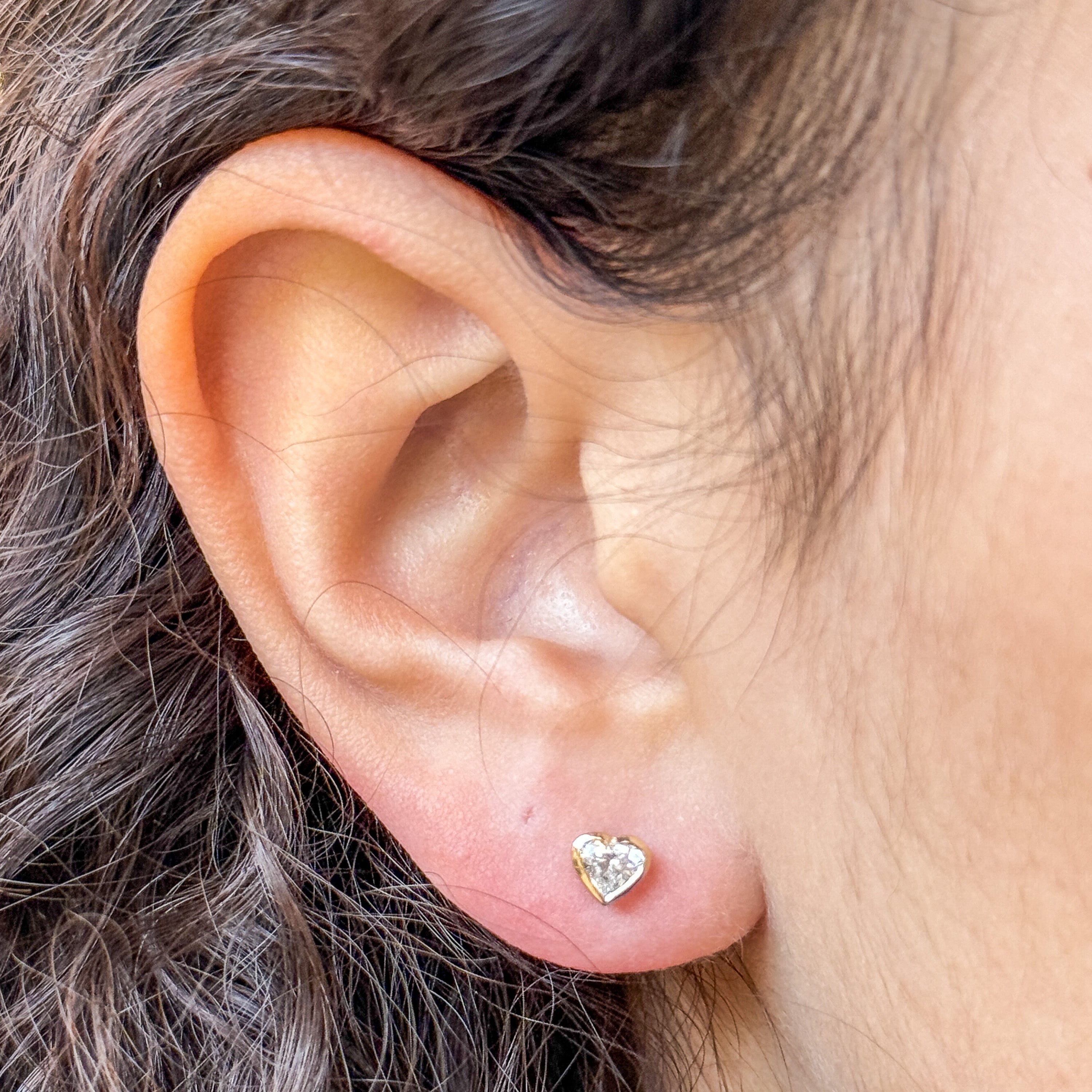 Bezel Heart Shape Lab Diamond Stud Earrings