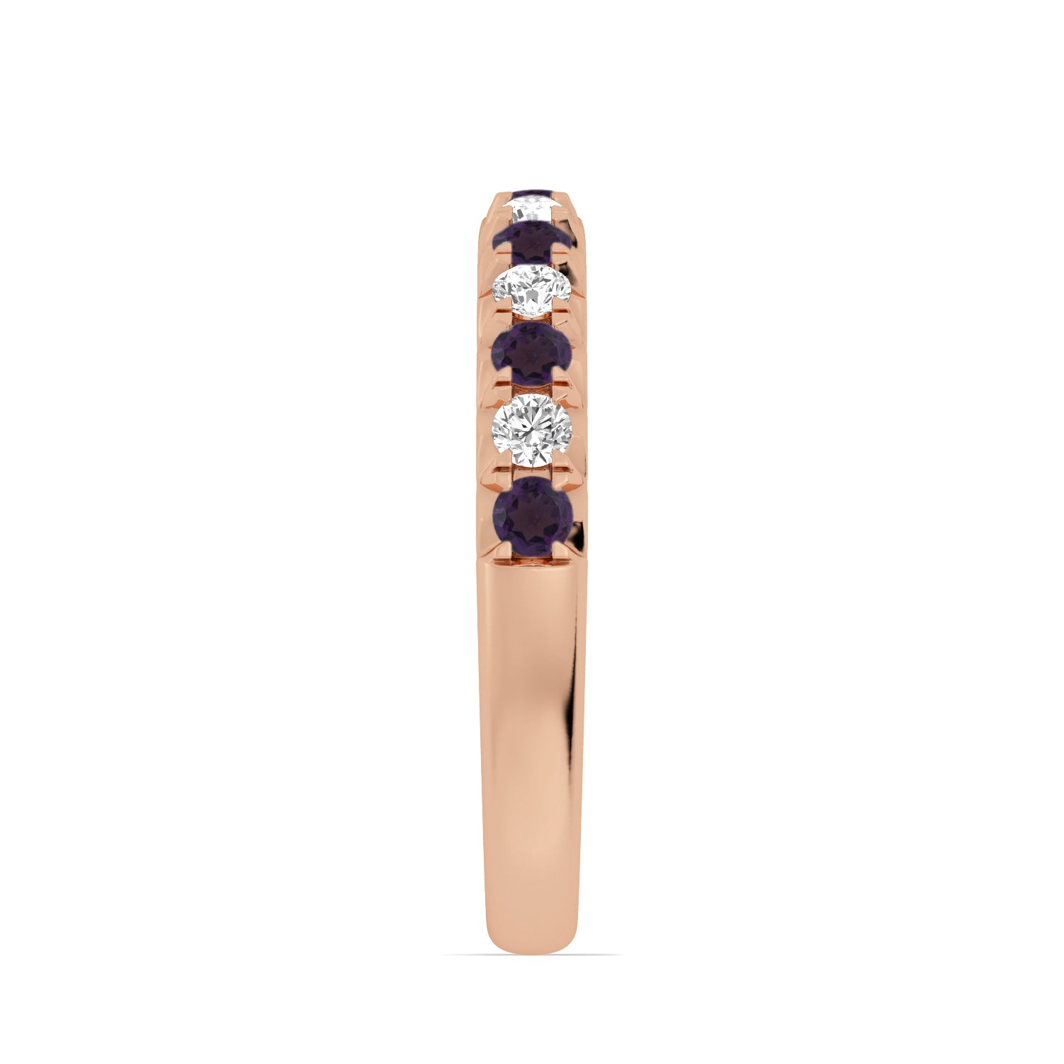 Alternating Amethyst & Diamond Band Ring