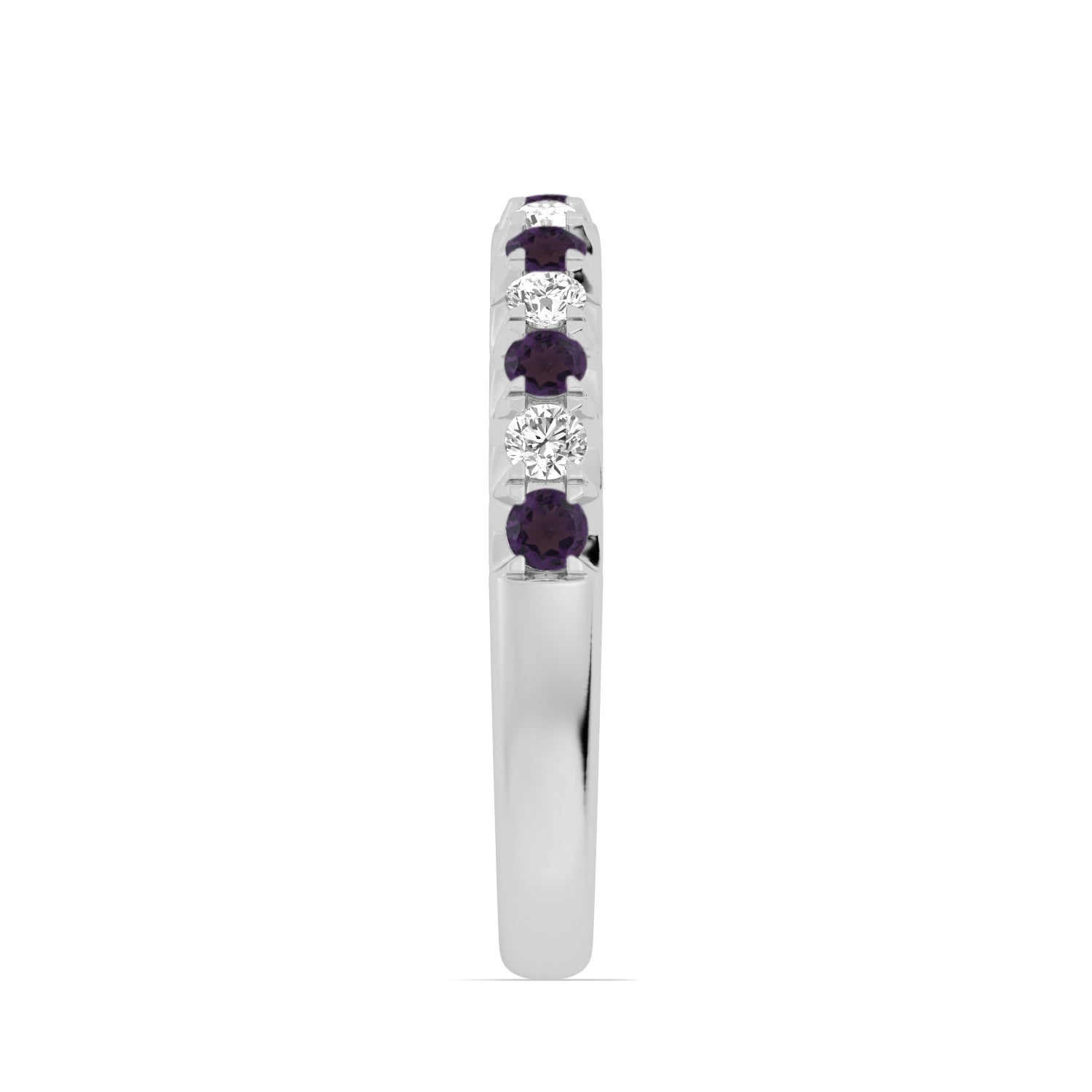 Alternating Amethyst & Diamond Band Ring