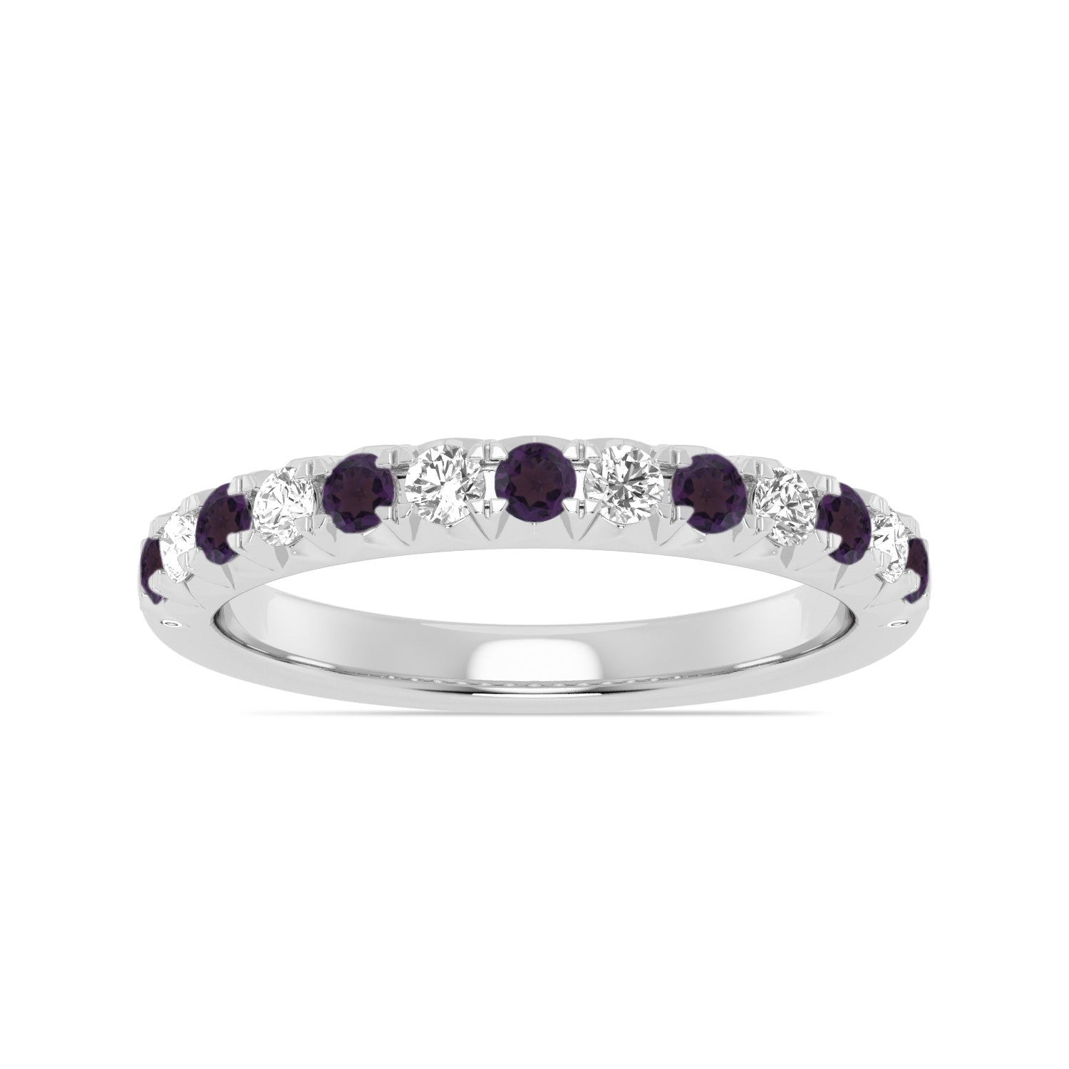 Alternating Amethyst & Diamond Band Ring