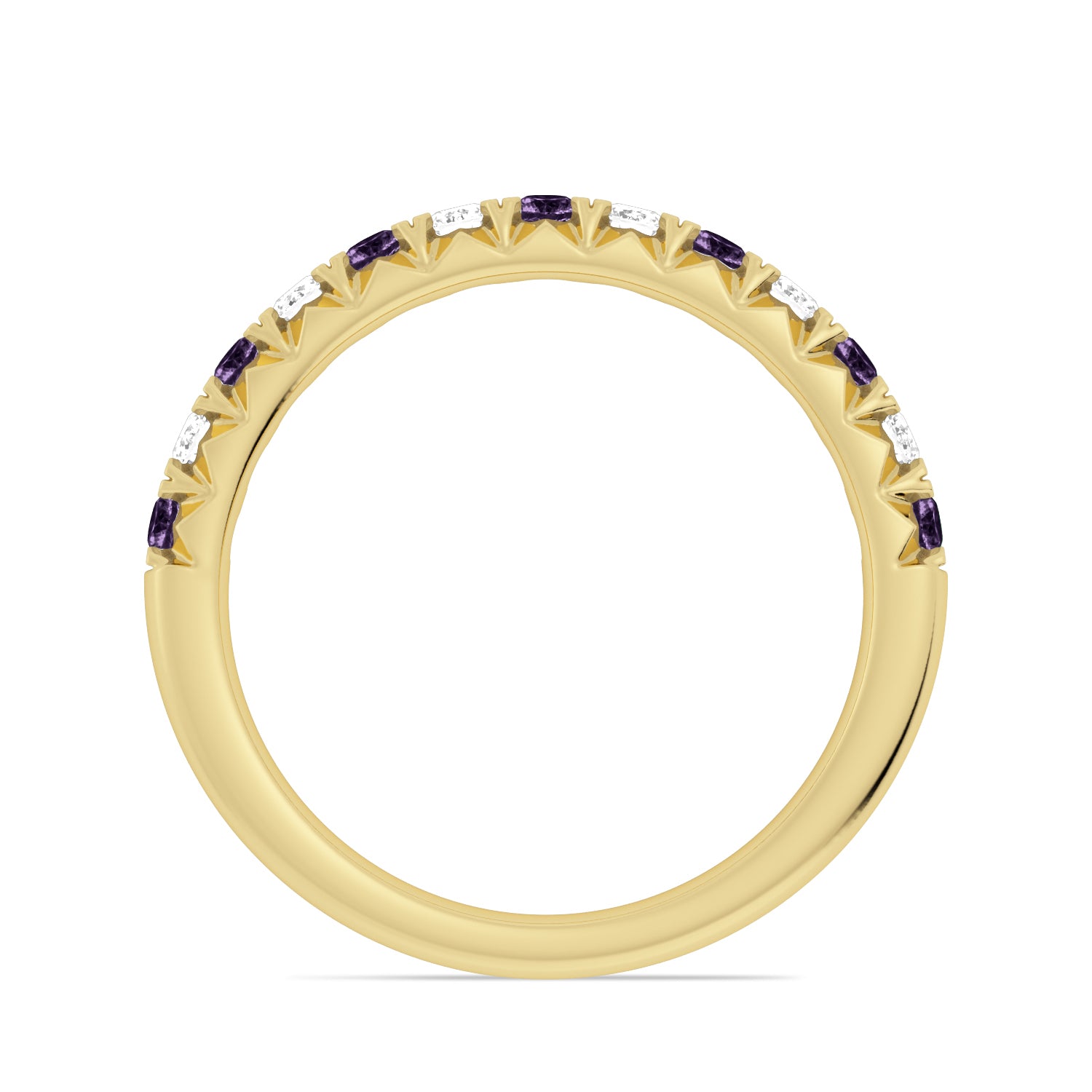 Alternating Amethyst & Diamond Band Ring