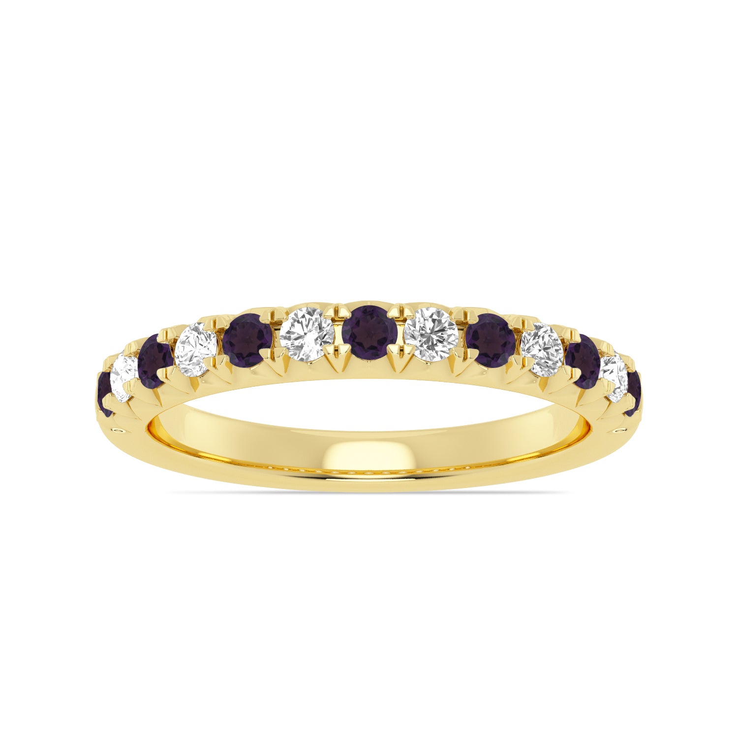 Alternating Amethyst & Diamond Band Ring