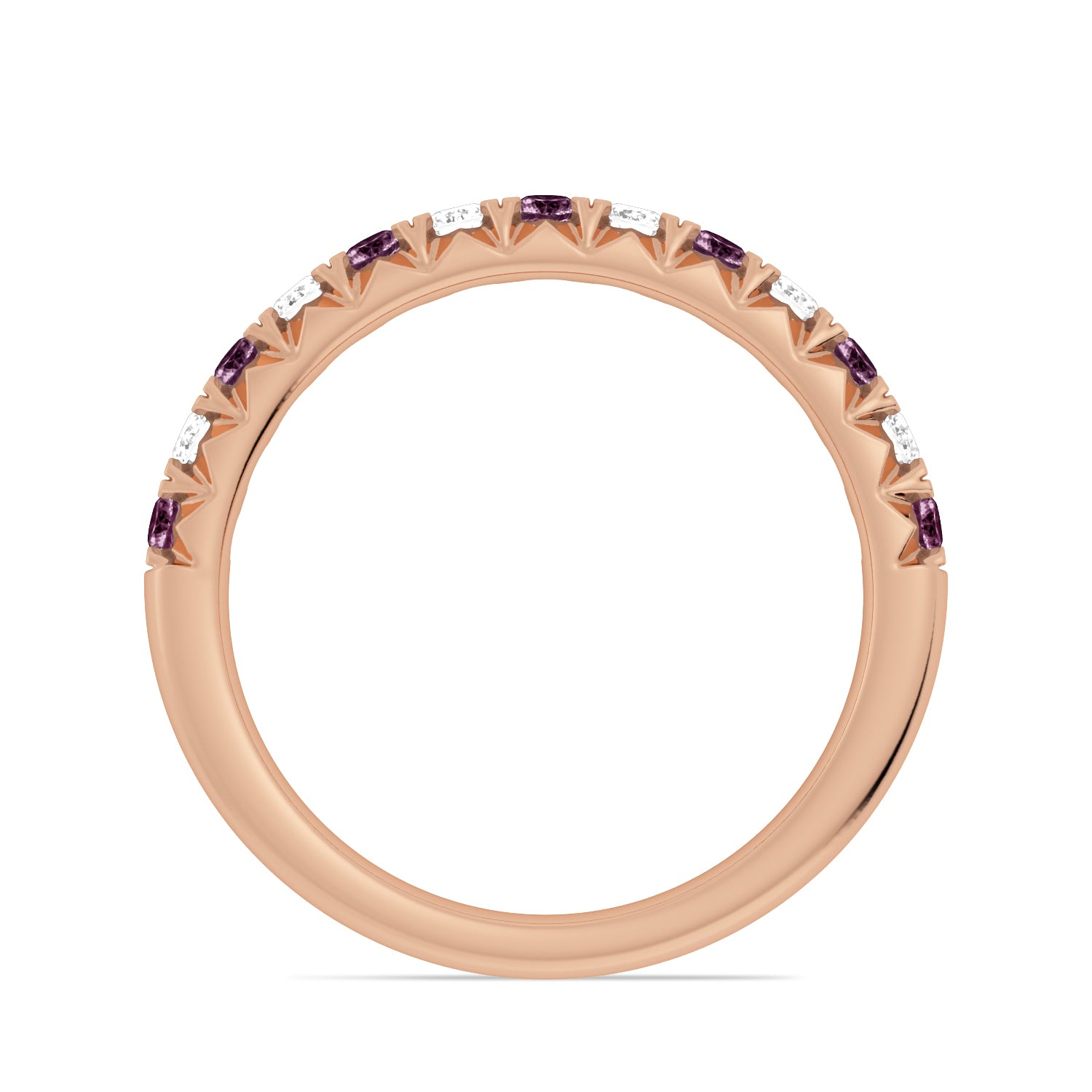 Alternating Alexandrite & Diamond Half-Eternity Band Ring