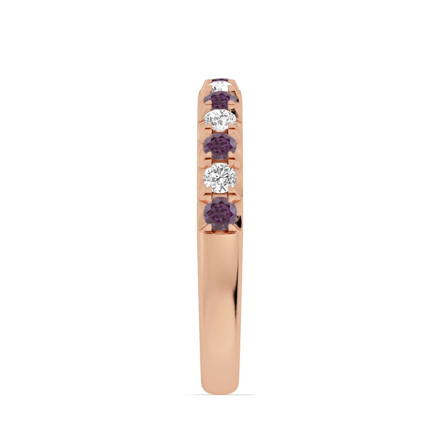 Alternating Alexandrite & Diamond Half-Eternity Band Ring