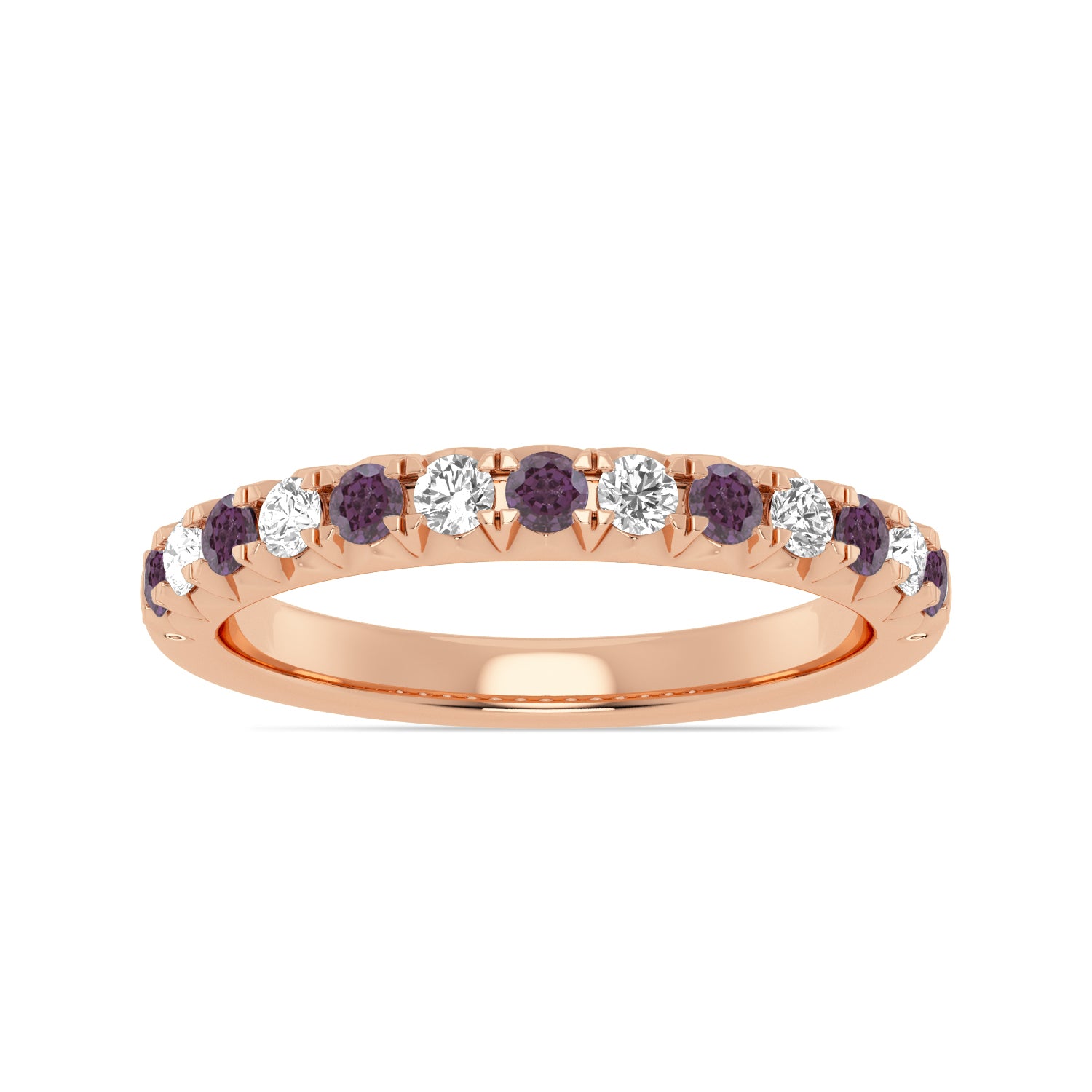 Alternating Alexandrite & Diamond Half-Eternity Band Ring