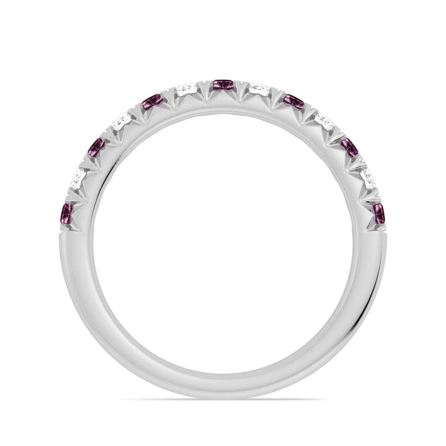 Alternating Alexandrite & Diamond Half-Eternity Band Ring