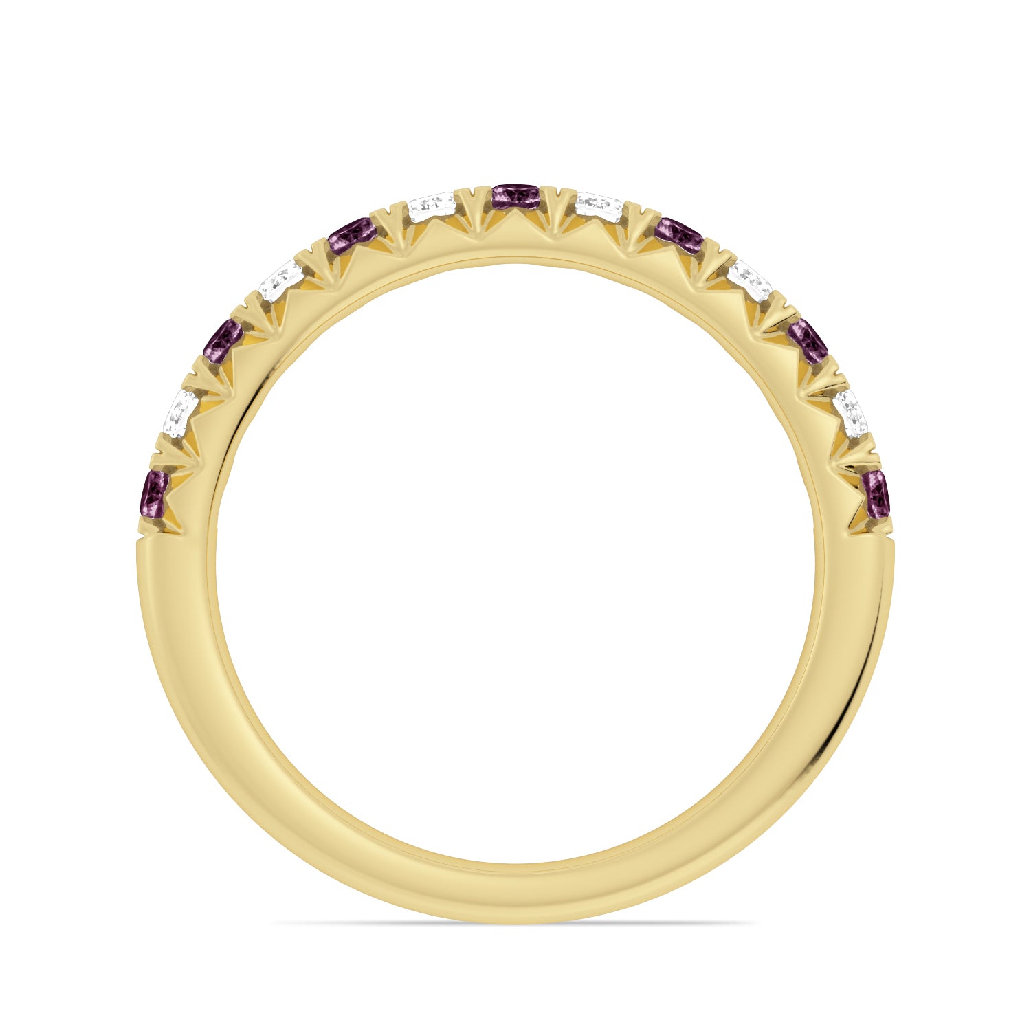 Alternating Alexandrite & Diamond Half-Eternity Band Ring