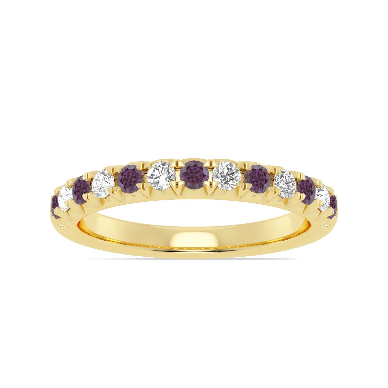 Alternating Alexandrite & Diamond Half-Eternity Band Ring