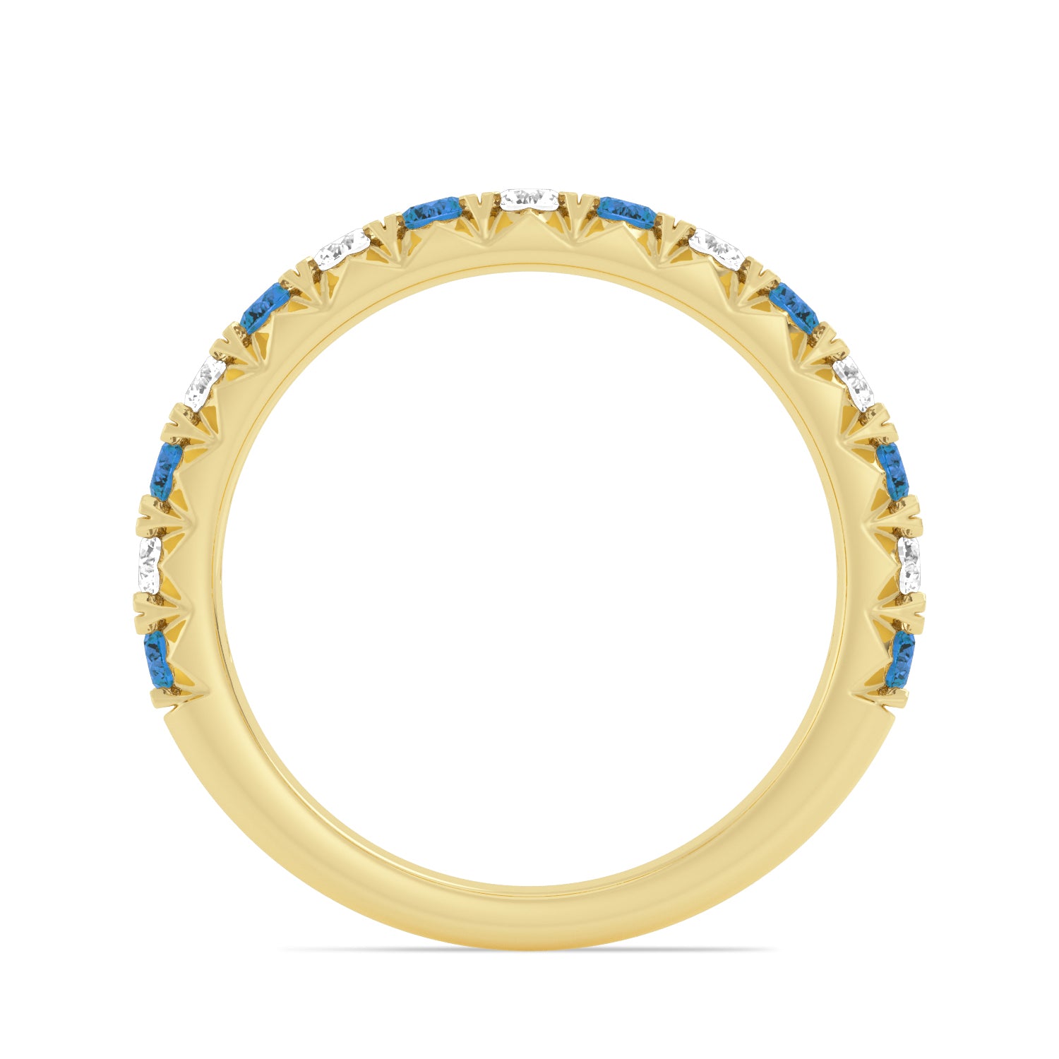 Alternating Blue Topaz & Diamond Half-Eternity Band Ring
