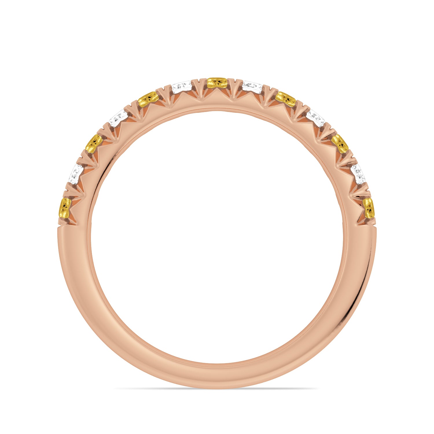 Alternating Citrine & Diamond Half-Eternity Band Ring