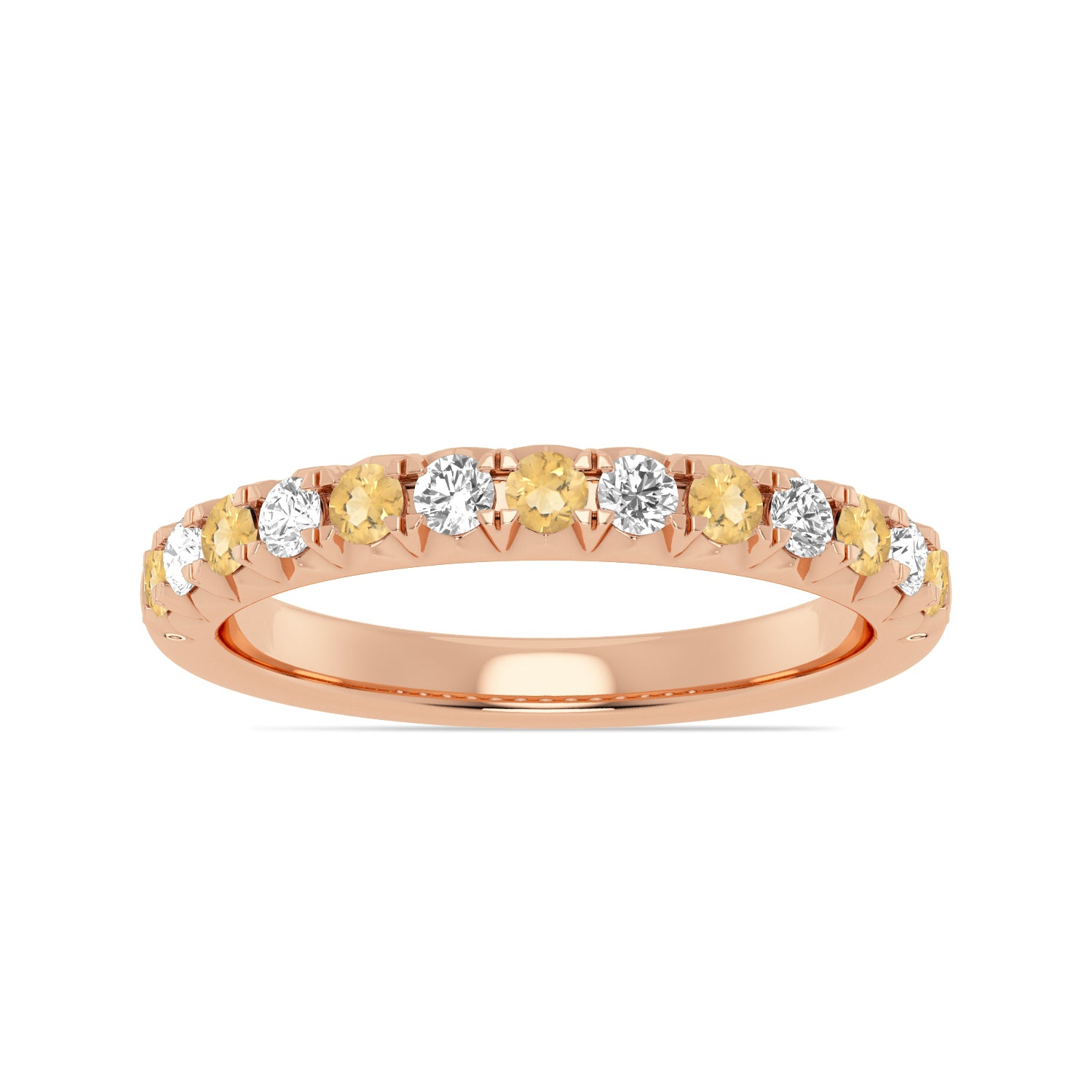Alternating Citrine & Diamond Half-Eternity Band Ring