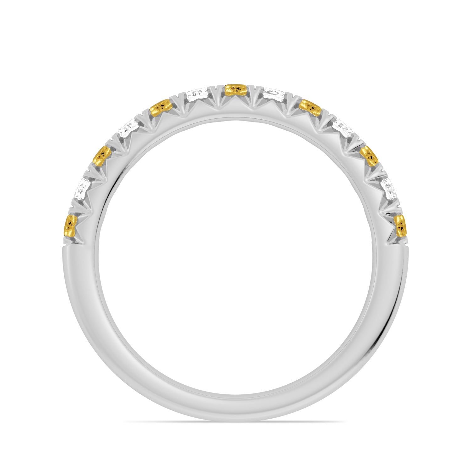 Alternating Citrine & Diamond Half-Eternity Band Ring