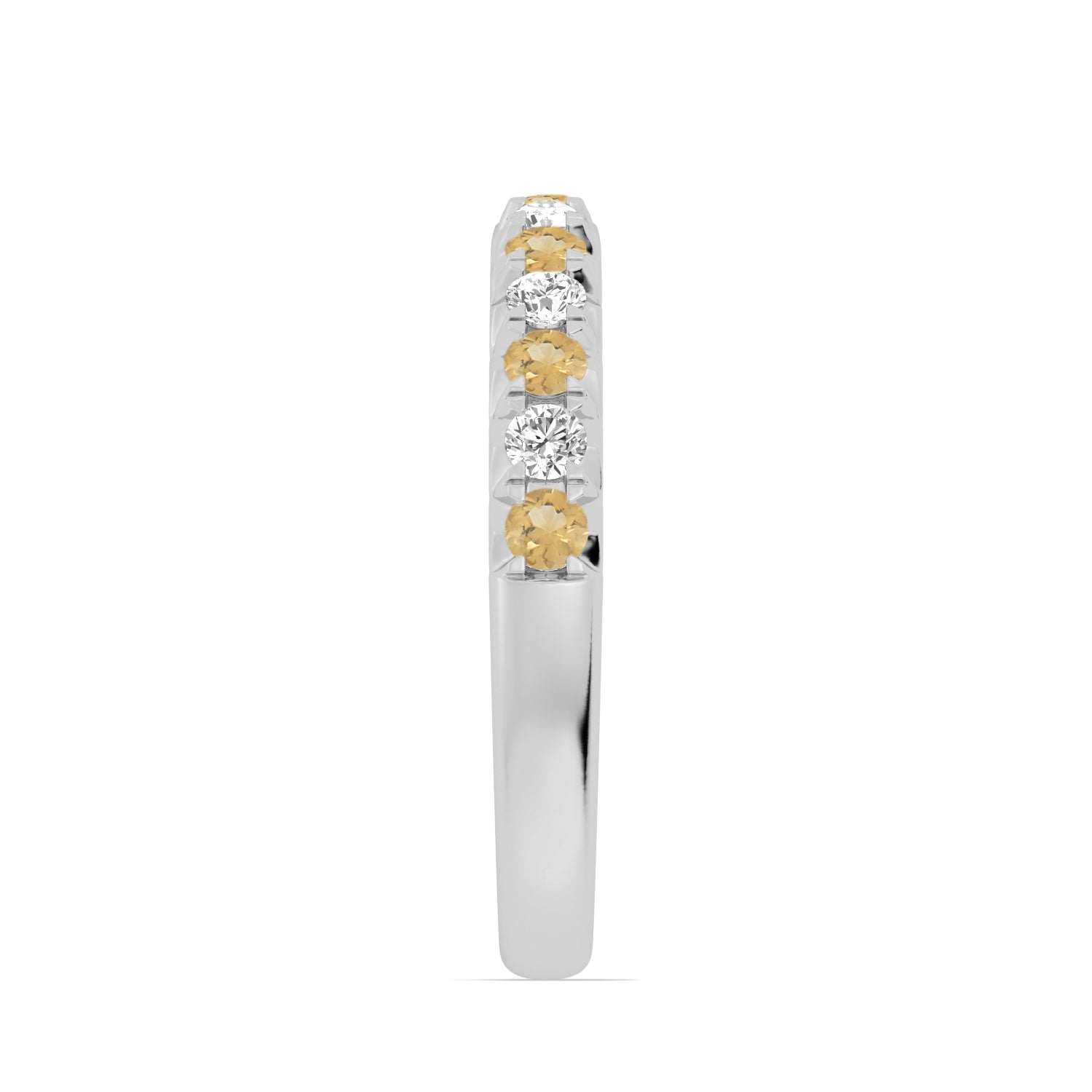 Alternating Citrine & Diamond Half-Eternity Band Ring