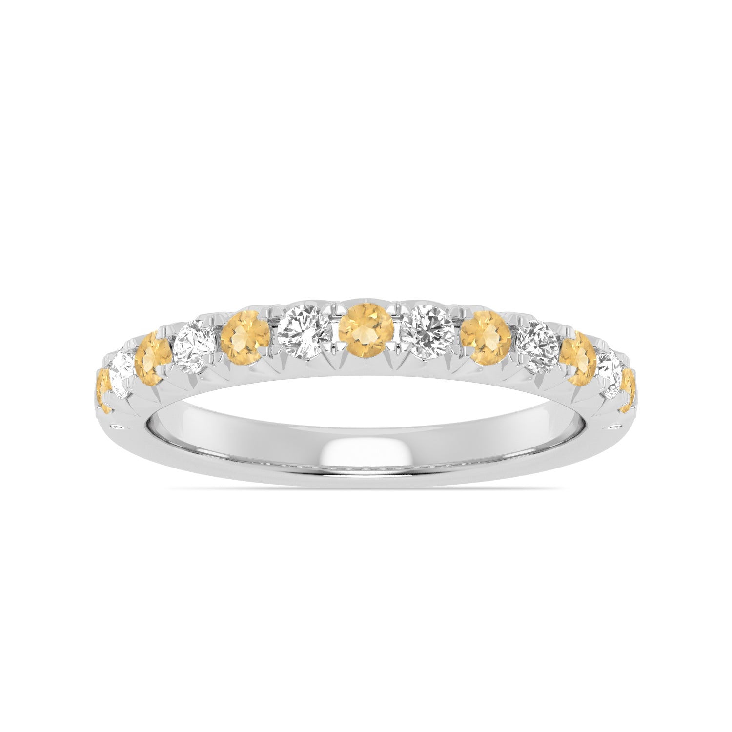 Alternating Citrine & Diamond Half-Eternity Band Ring