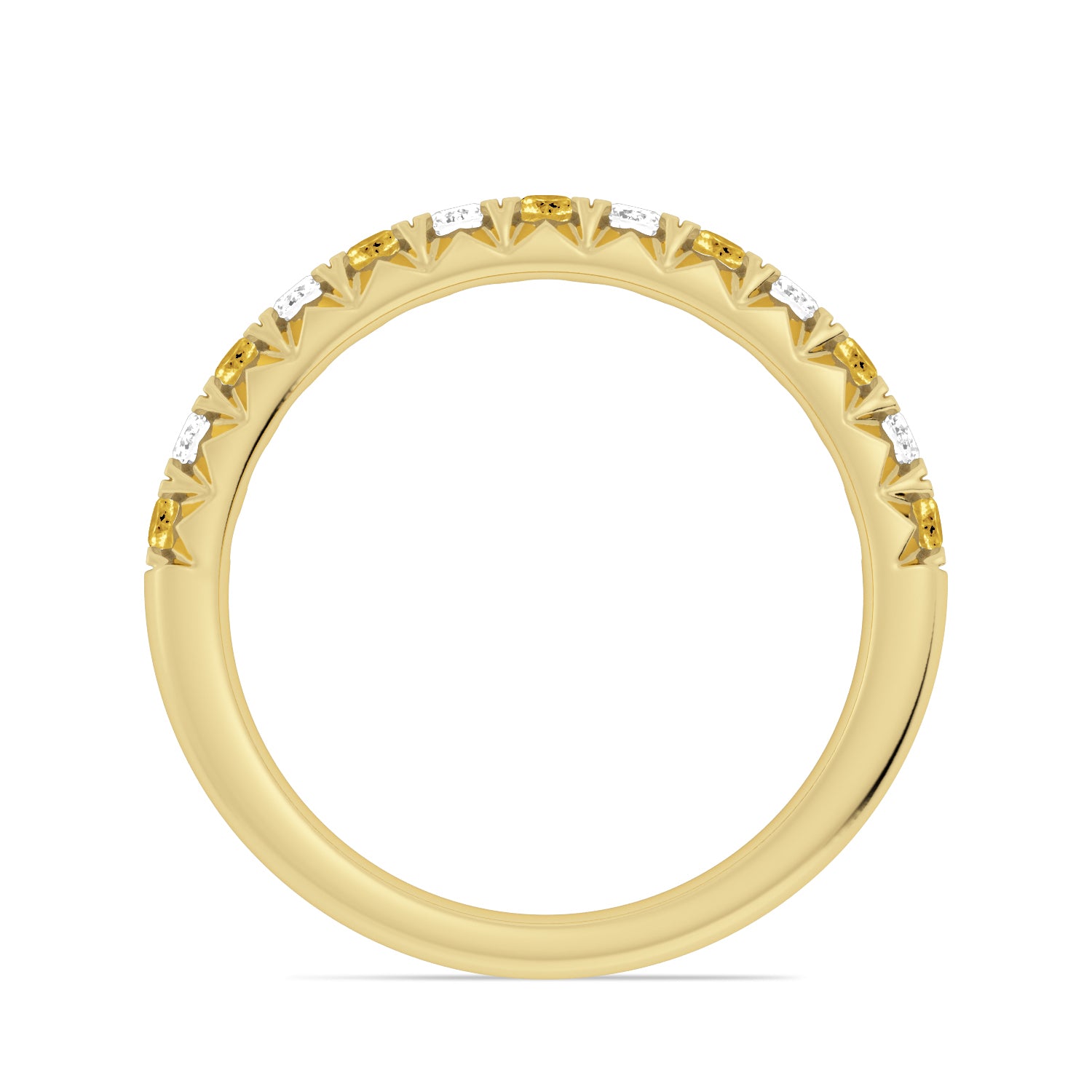 Alternating Citrine & Diamond Half-Eternity Band Ring