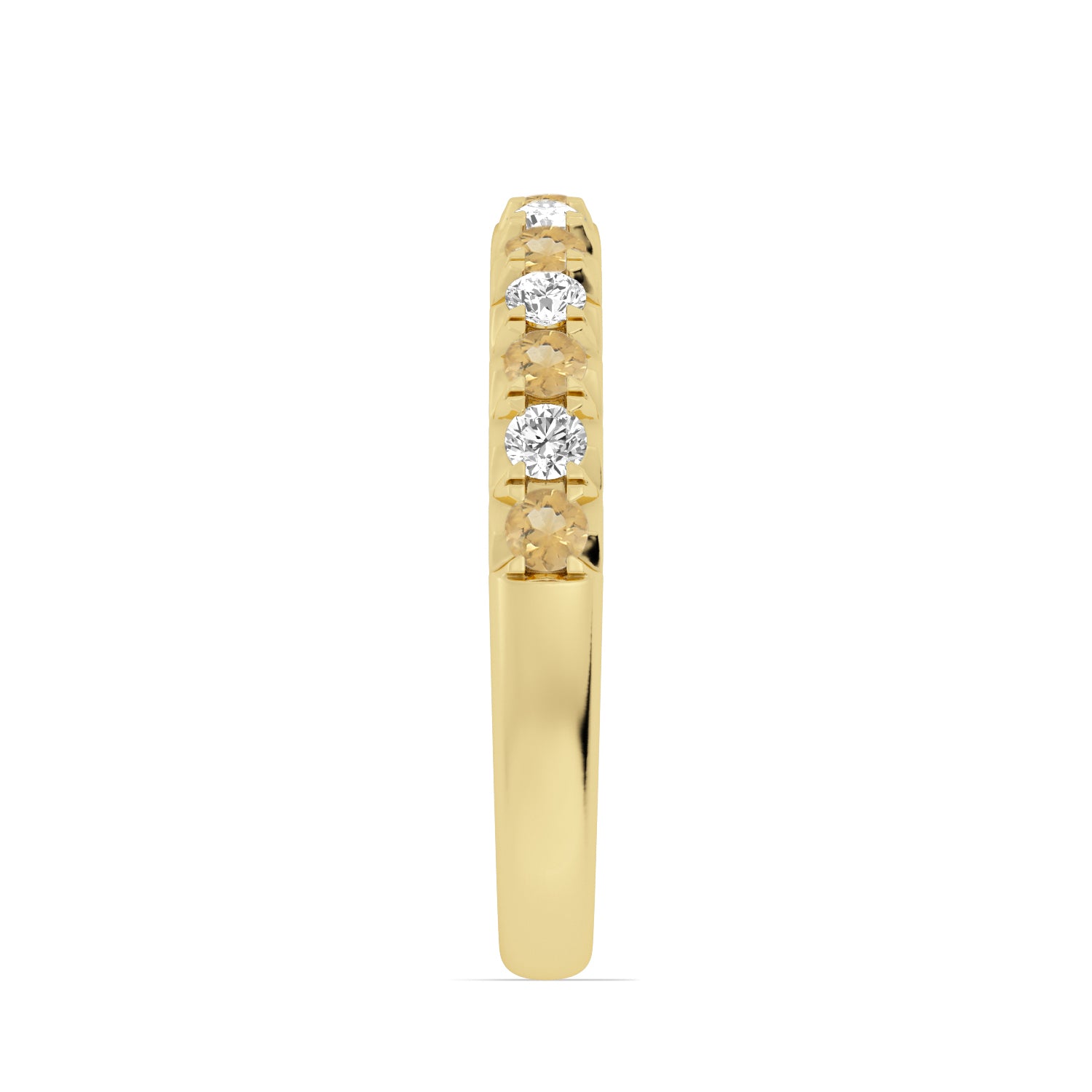 Alternating Citrine & Diamond Half-Eternity Band Ring