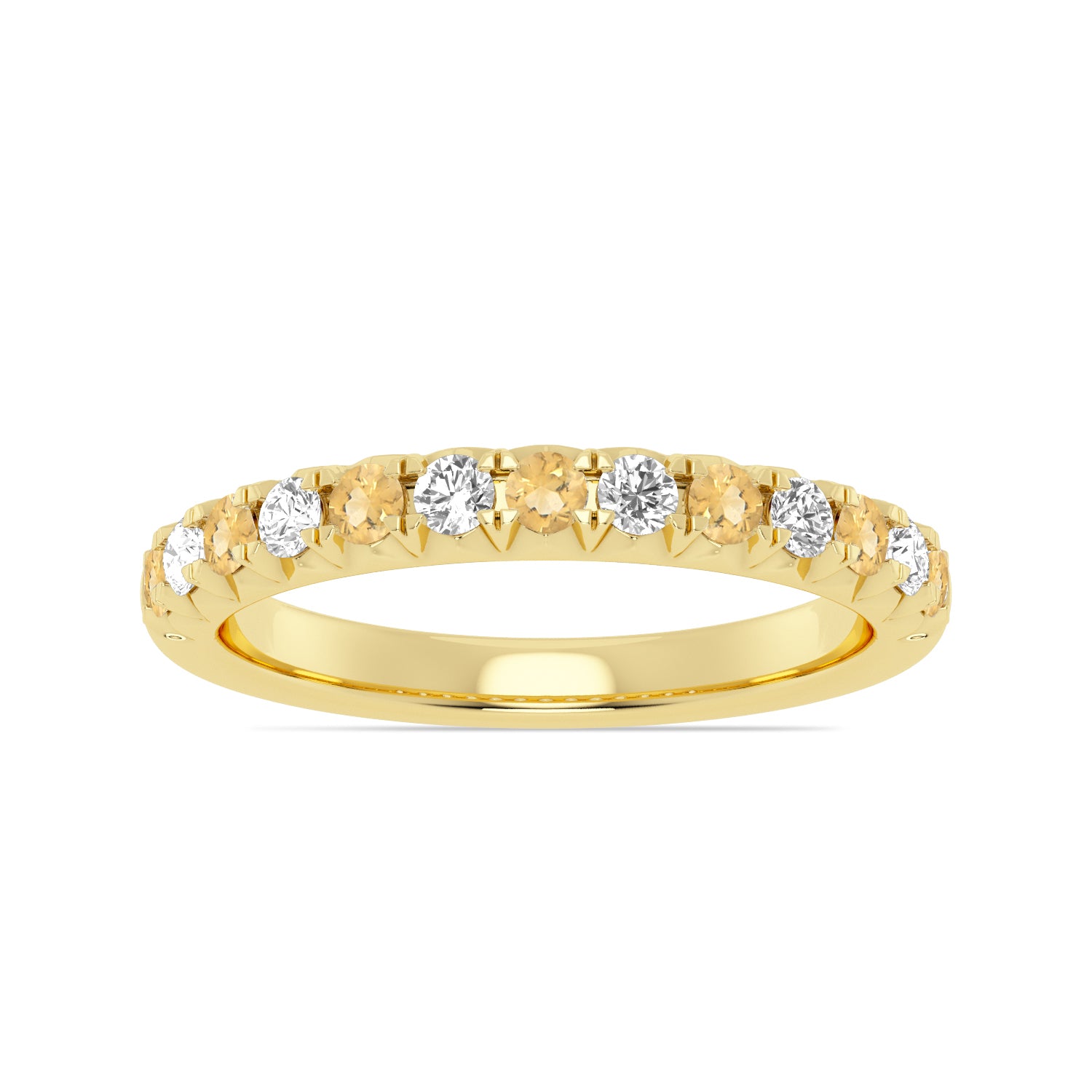 Alternating Citrine & Diamond Half-Eternity Band Ring