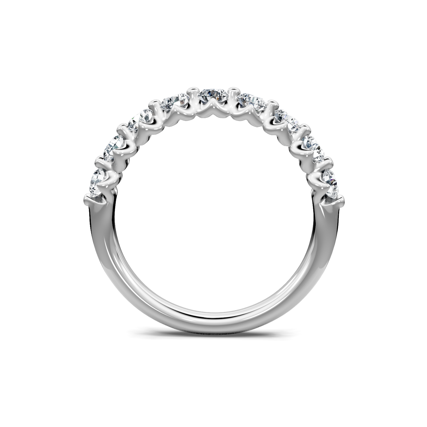 M & Co. White Gold Shared Prong Lab Diamond Half Eternity Band