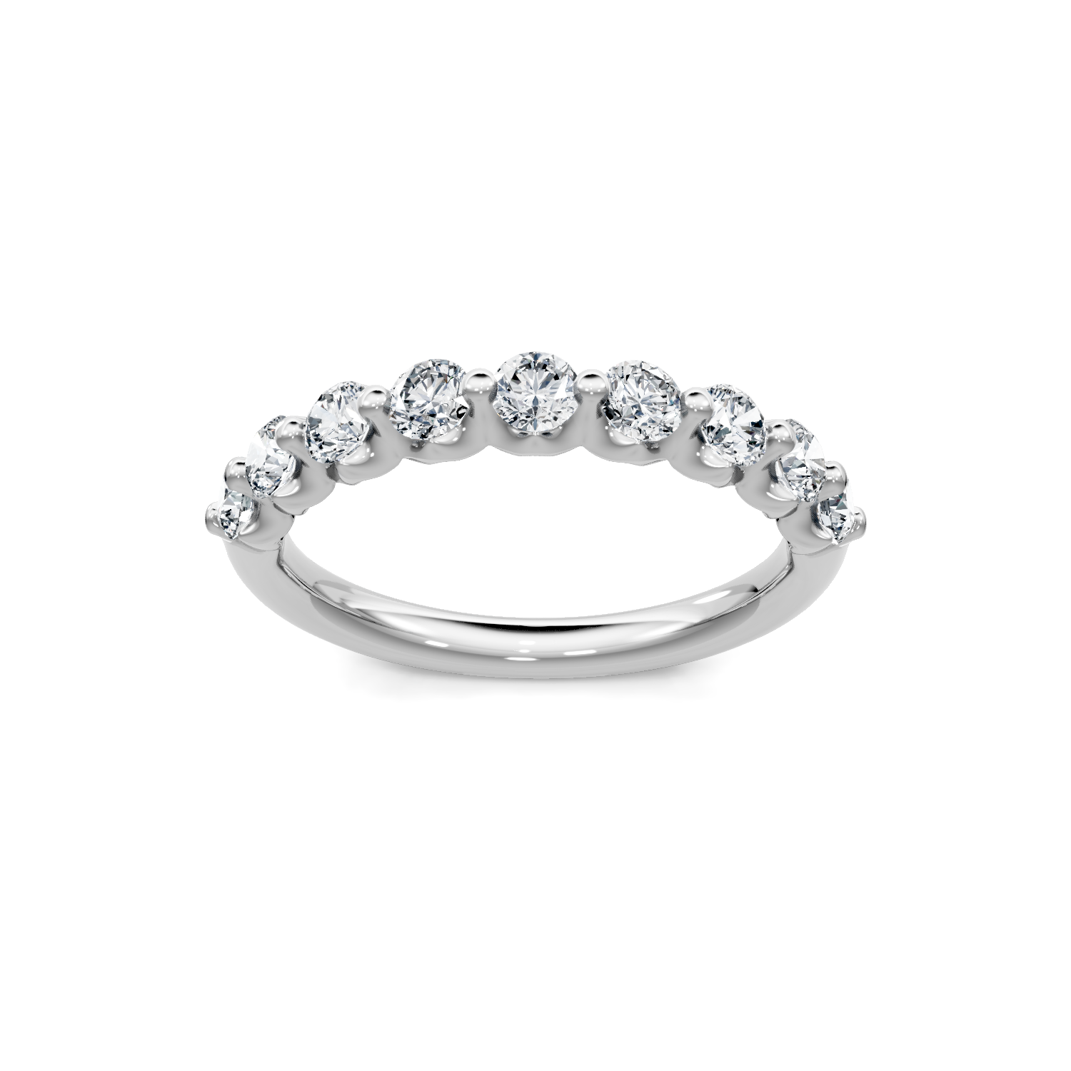 M & Co. White Gold Shared Prong Lab Diamond Half Eternity Band