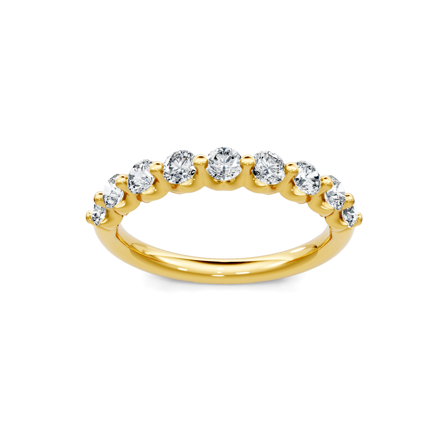 M & Co. Yellow Gold Shared Prong Lab Diamond Half Eternity Band