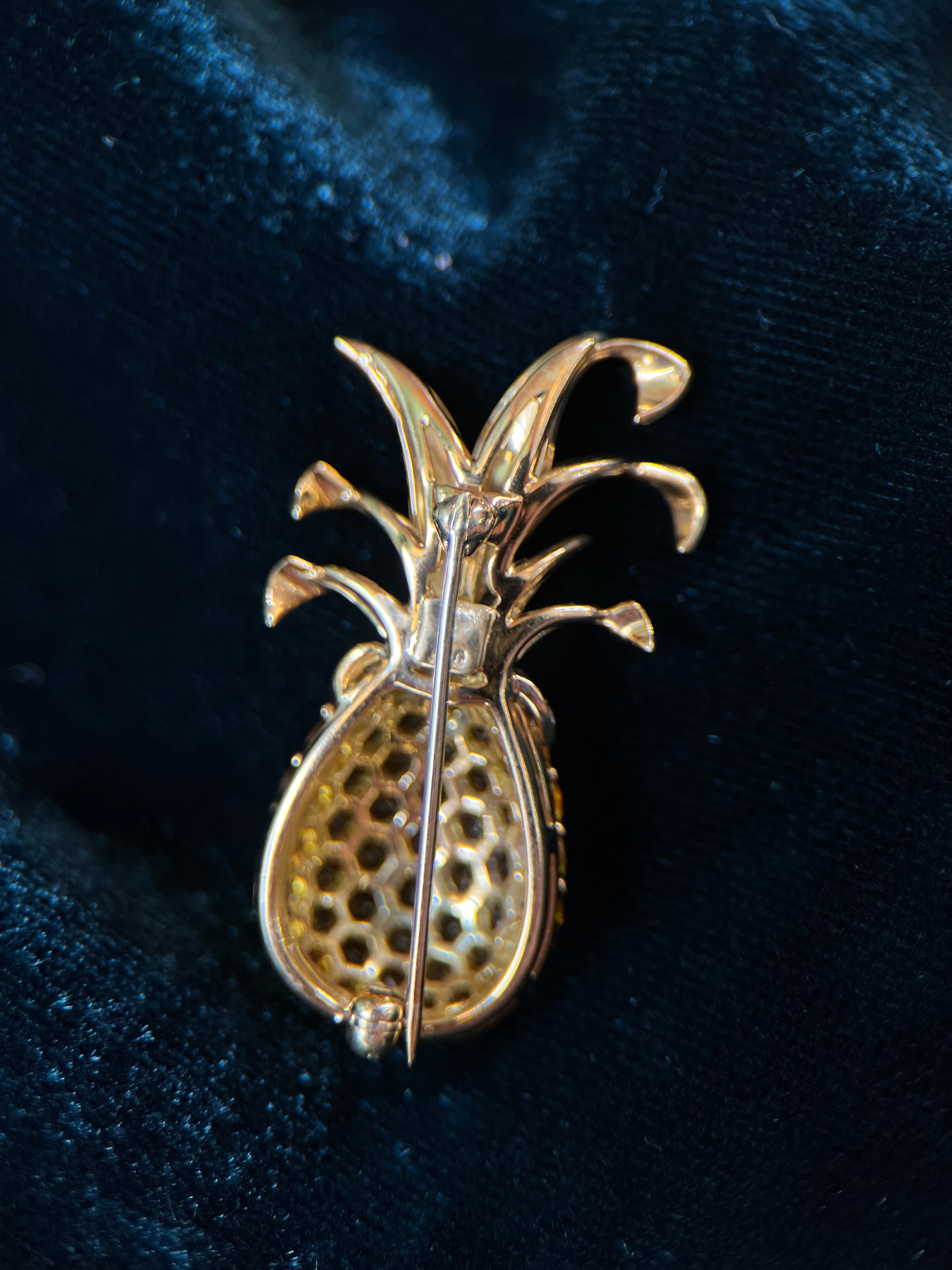 Yellow Sapphire Pineapple Brooch