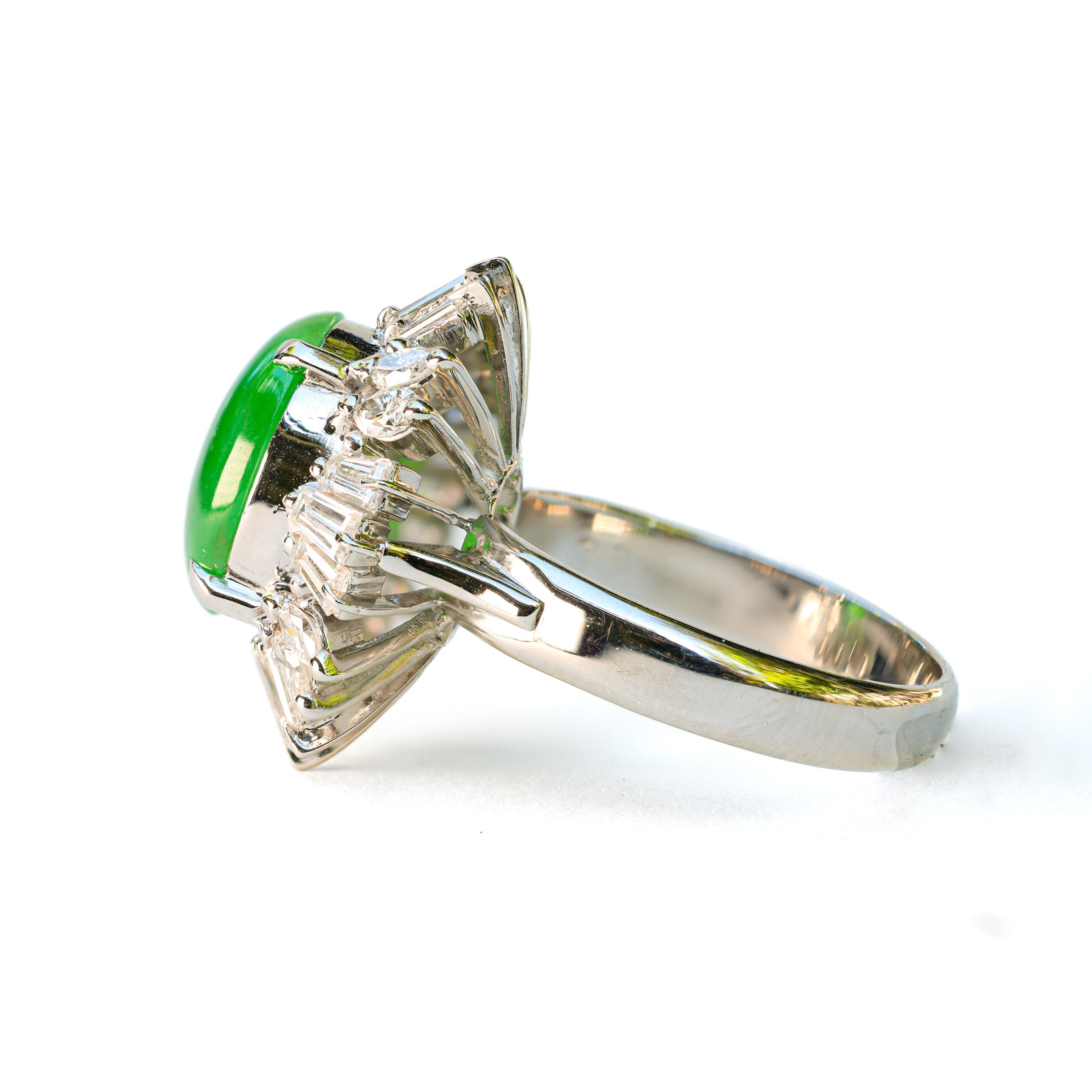 Vintage Jade & Diamond Ballerina Platinum Ring