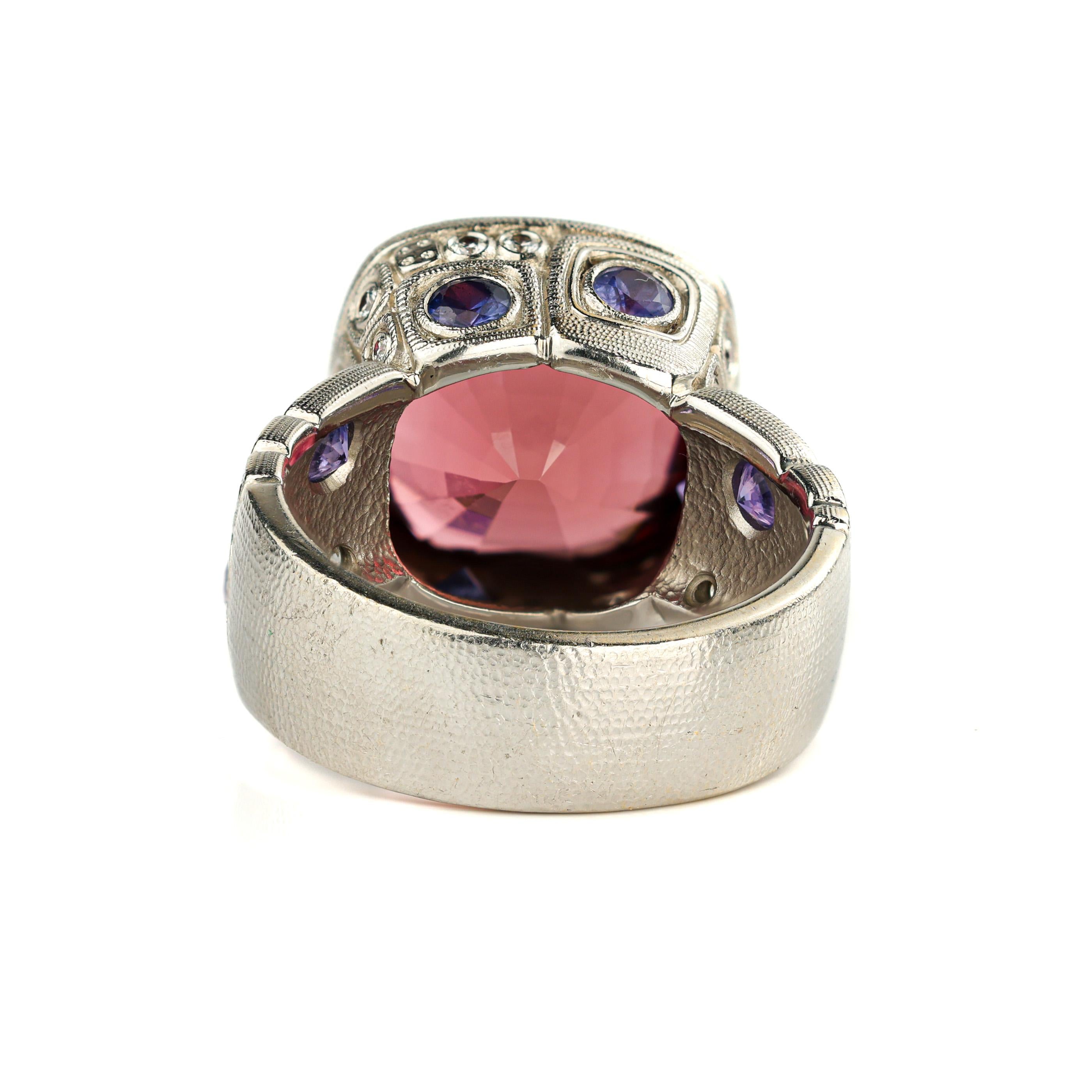 Alex Sepkus 'Windows' Platinum Bi-Color Tourmaline, Sapphire and Diamond Ring