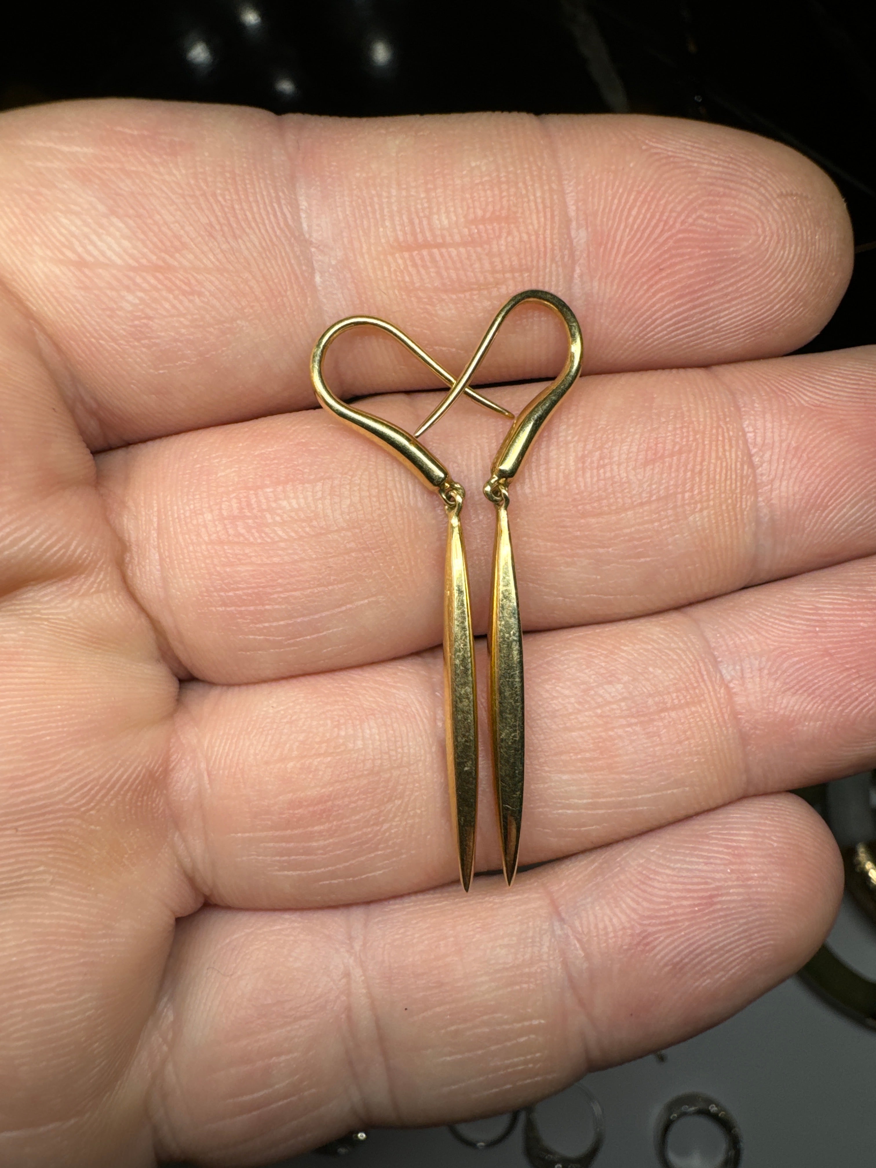 18k Yellow Gold Feather Earrings by Tiffany & Co