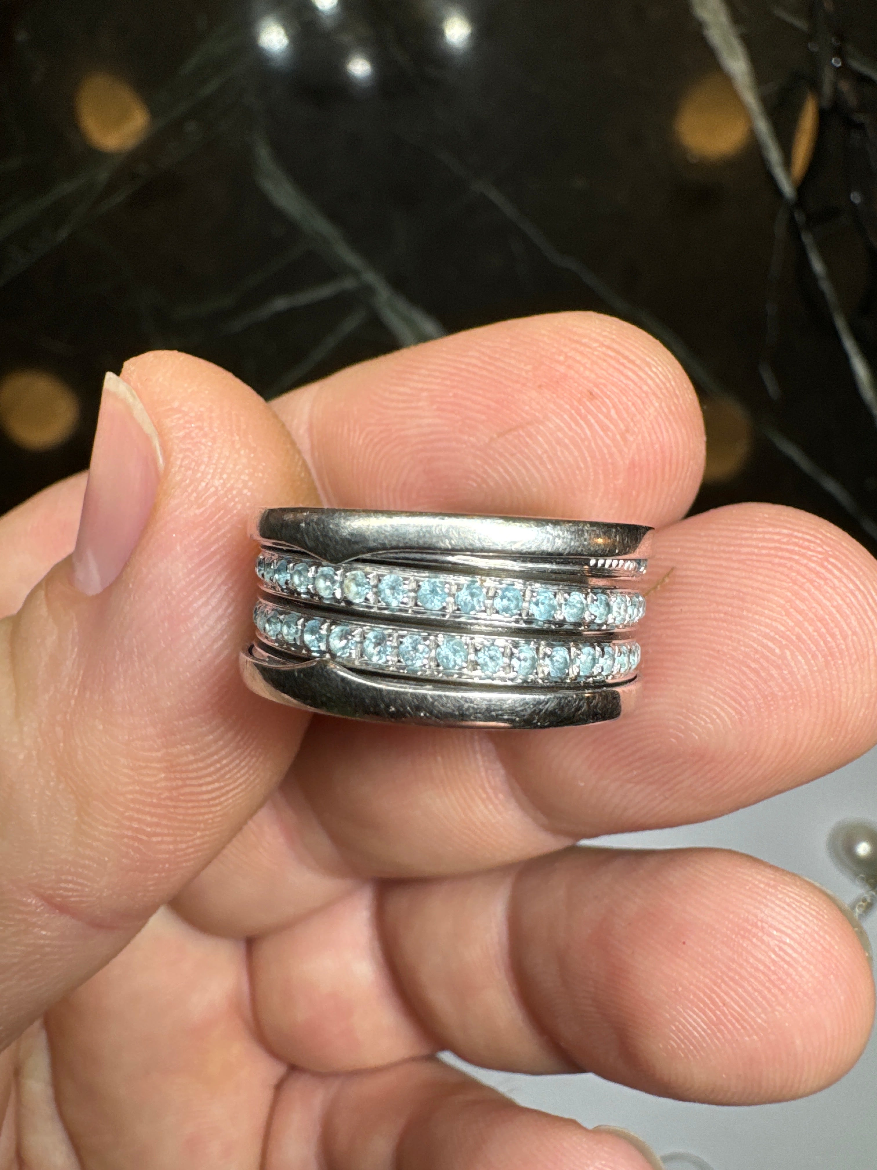 Bulgari Topaz B.Zero 18k White Gold Ring Size 8 15.7gr