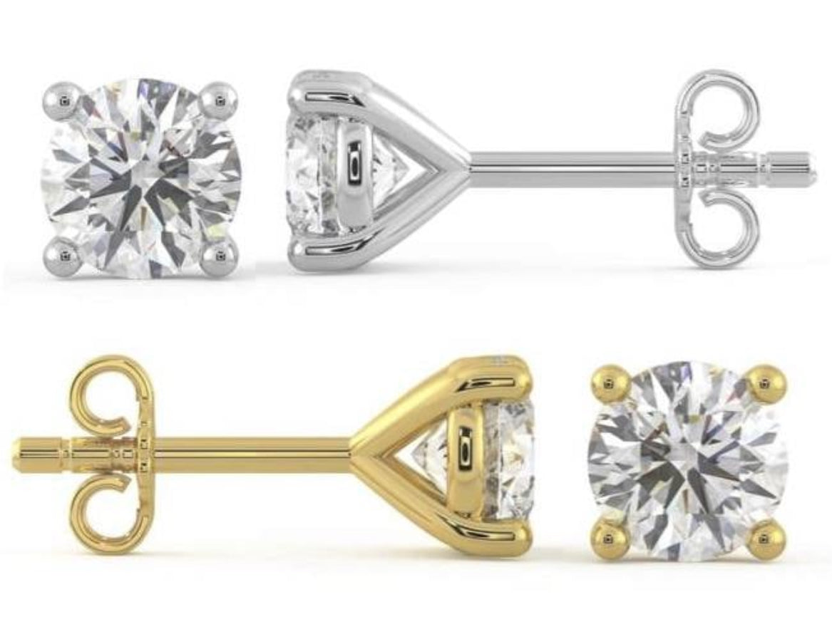 14k Gold Natural Diamond Stud Earrings